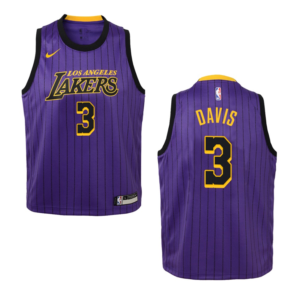 Youth Los Angeles Lakers #3 Anthony Davis City Swingman Jersey - Purple