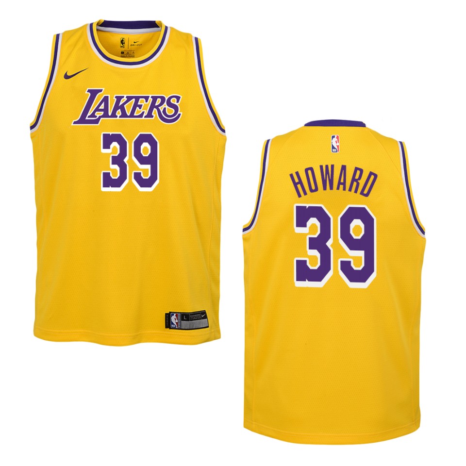 Youth Los Angeles Lakers #39 Dwight Howard Icon Swingman Jersey - Yellow