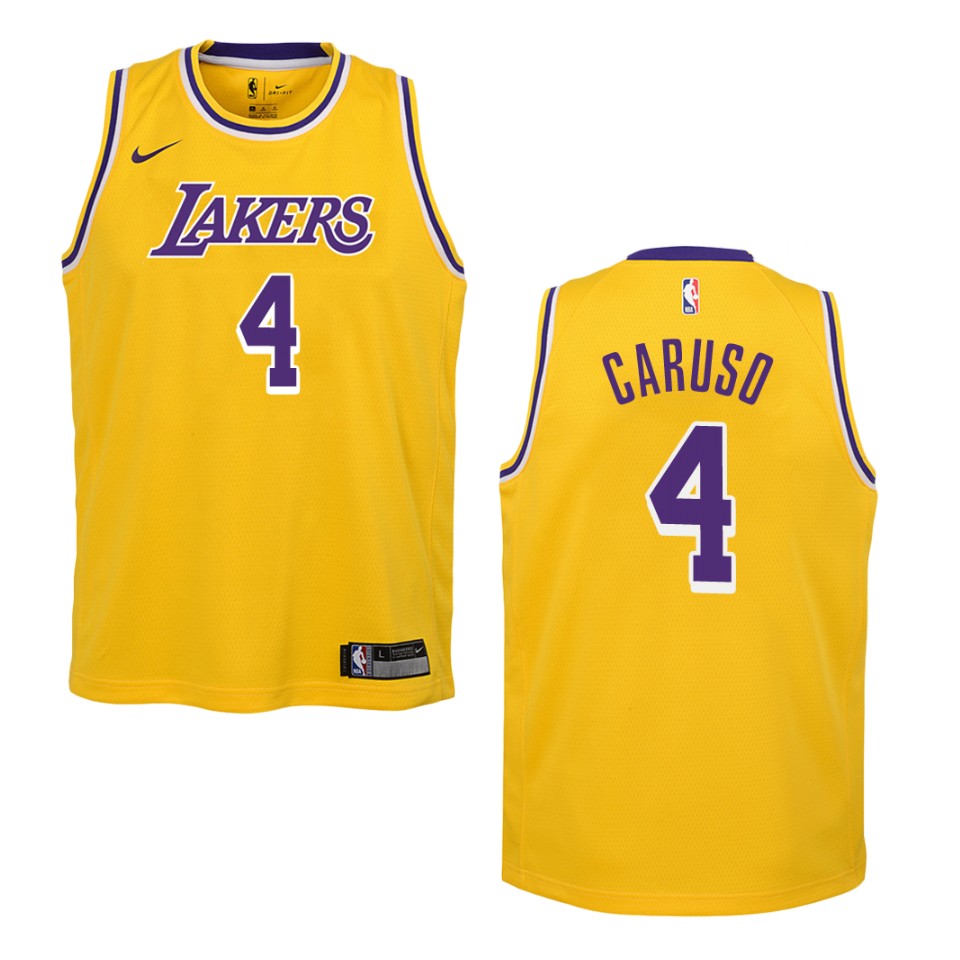 Youth Los Angeles Lakers #4 Alex Caruso Icon Swingman Jersey - Gold