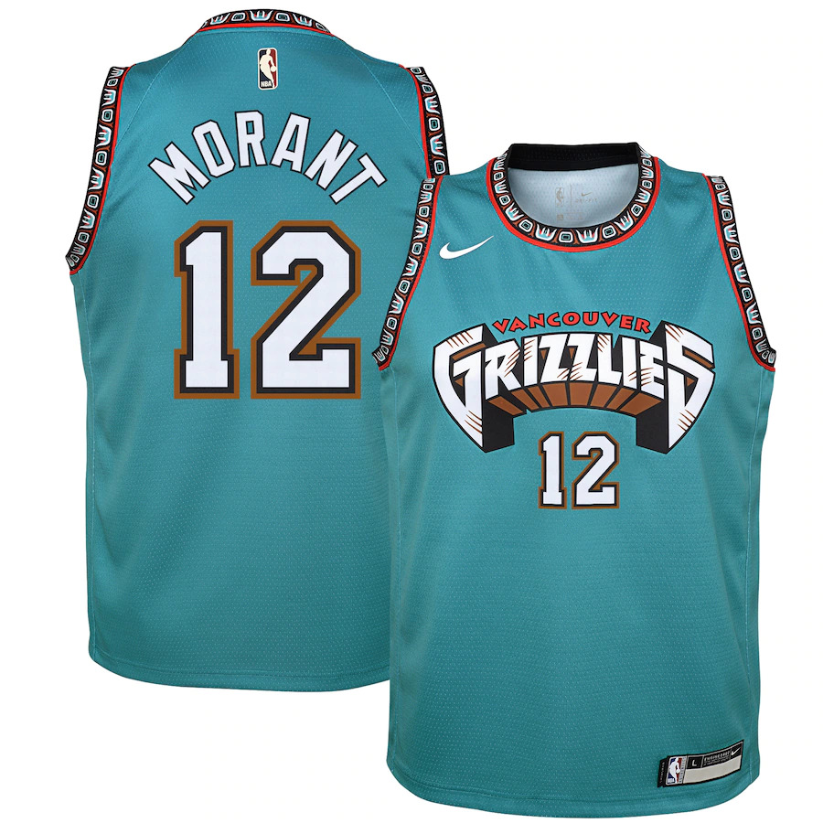 Alternative view of Youth Memphis Grizzlies #12 Ja Morant Hardwood Classics Swingman Jersey - Teal