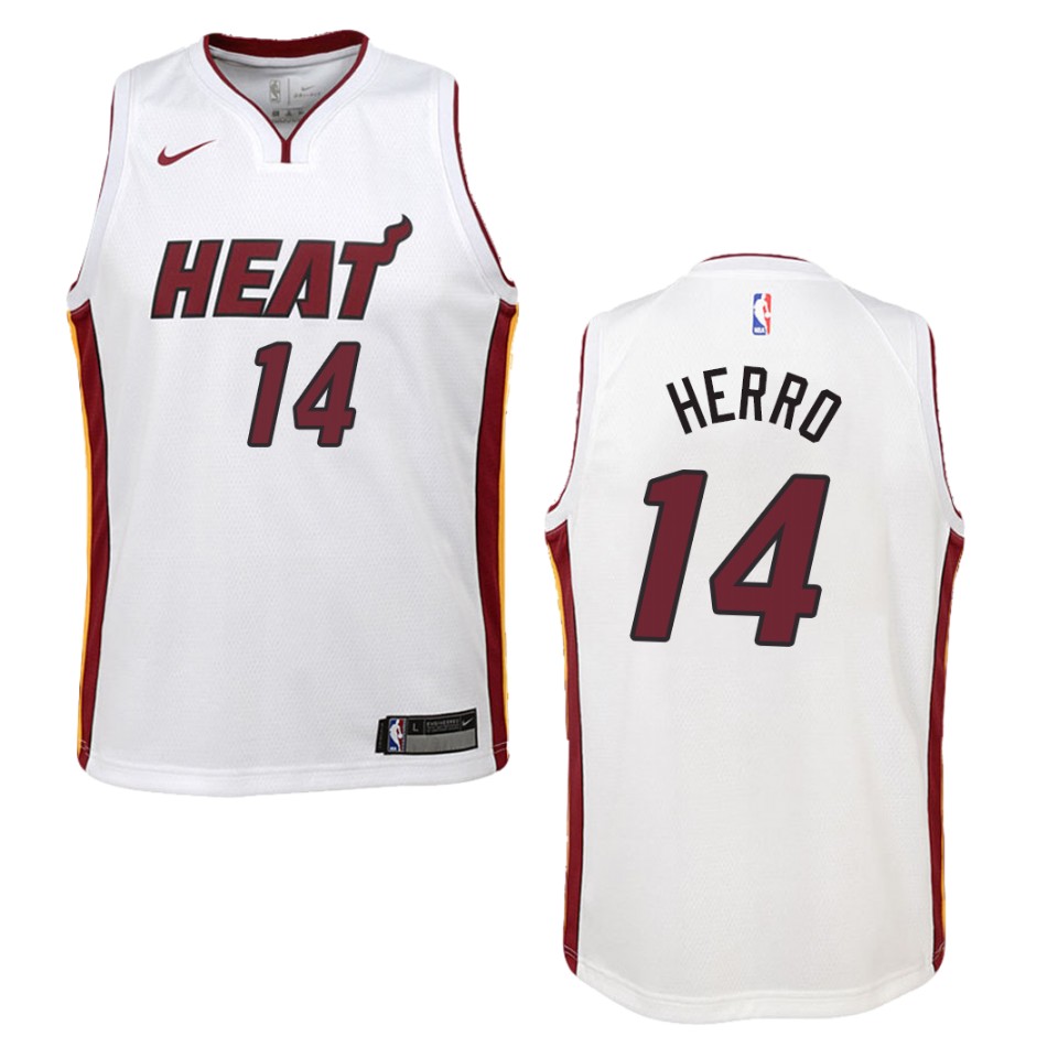 Youth Miami Heat #14 Tyler Herro Association Swingman Jersey - White