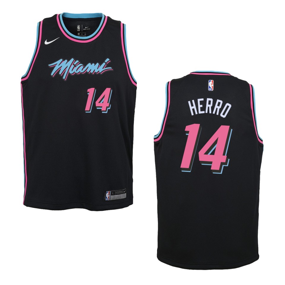 Youth Miami Heat #14 Tyler Herro City Swingman Jersey - Black