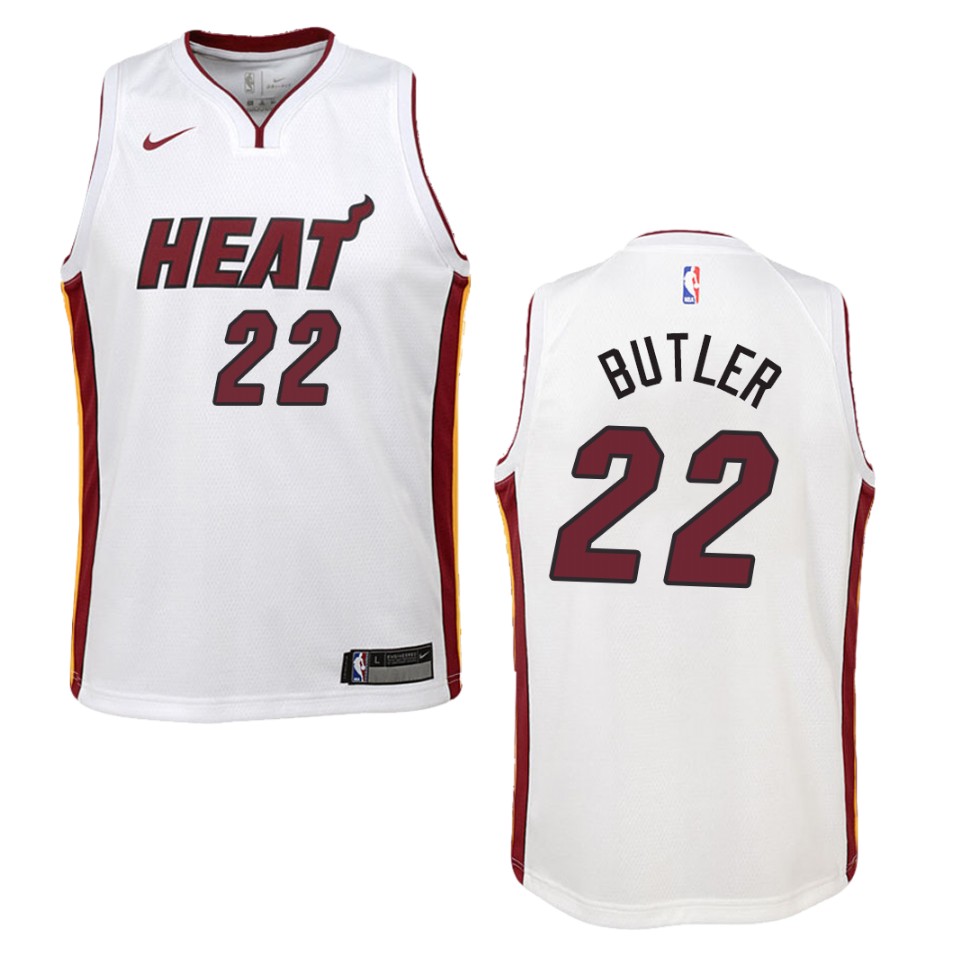 Youth Miami Heat #22 Jimmy Butler Association Swingman Jersey - White
