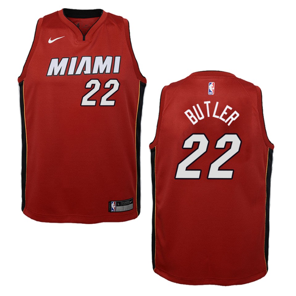 Youth Miami Heat #22 Jimmy Butler Statement Swingman Jersey - Red