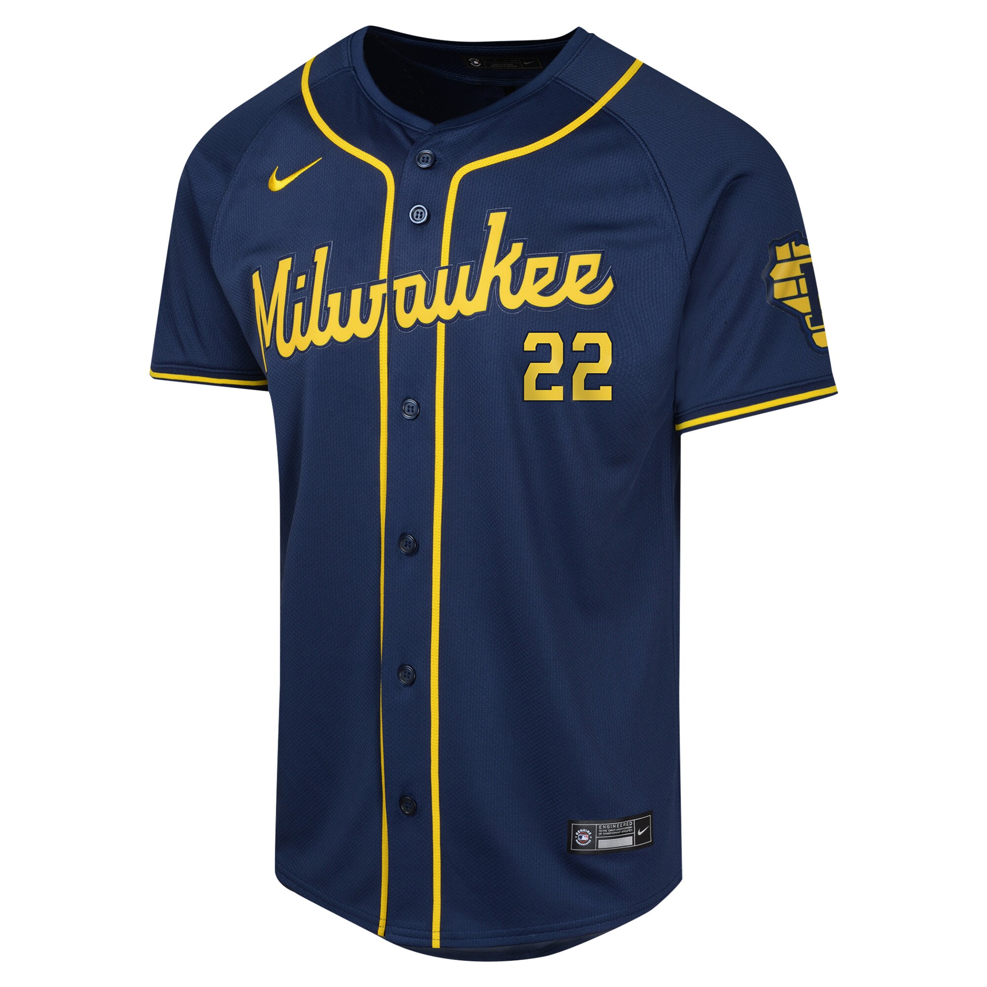 Alternative view of Youth Milwaukee Brewers Christian Yelich Navy Alternate Limited Player Jersey 