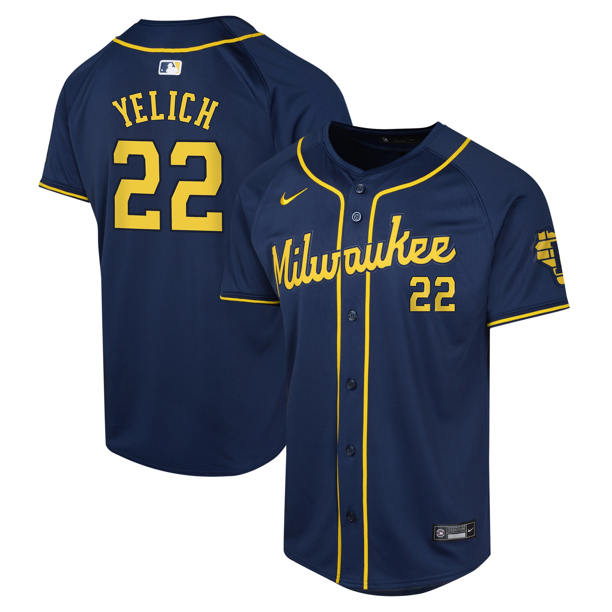 Youth Milwaukee Brewers Christian Yelich Navy Alternate Limited Player Jersey 