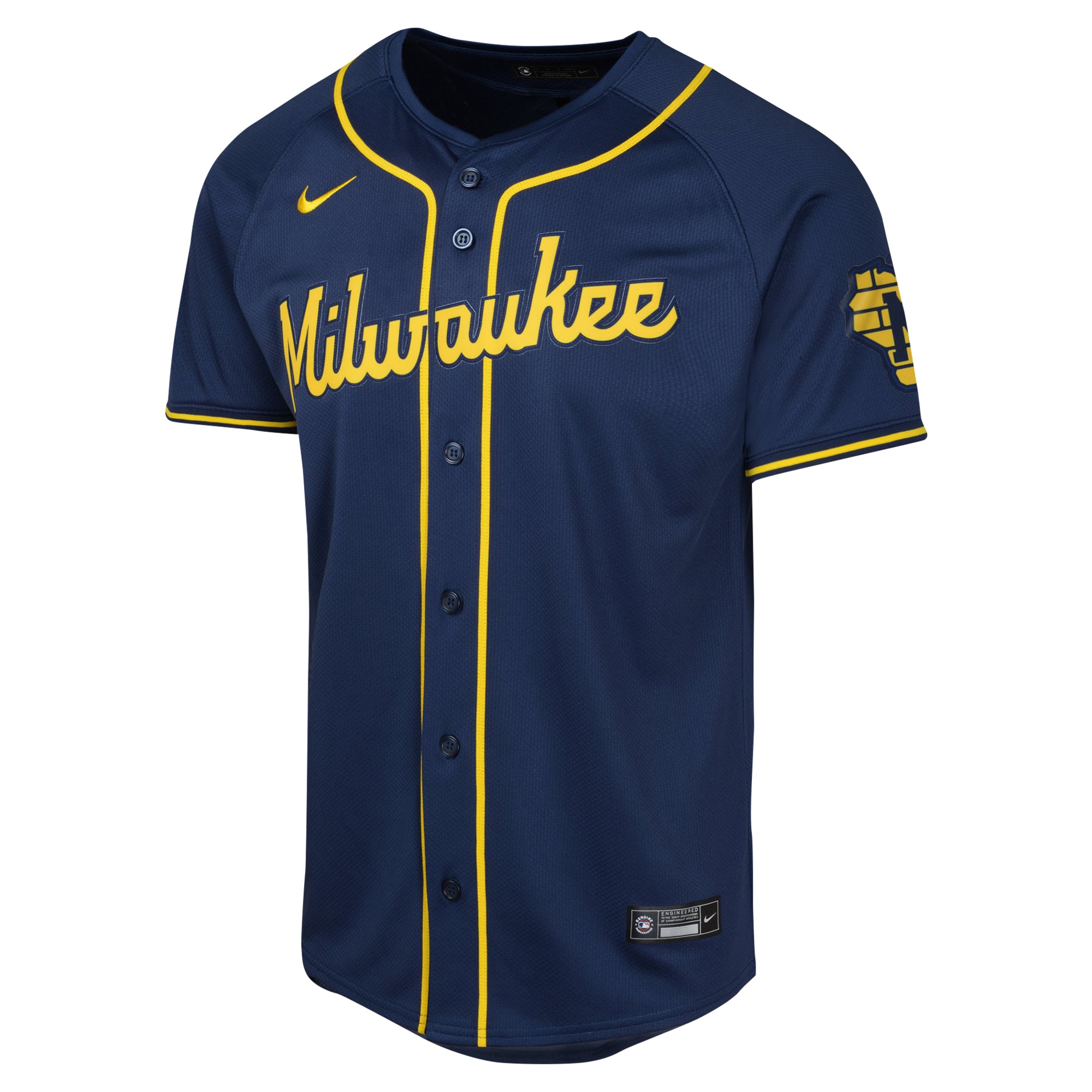 Alternative view of Youth Milwaukee Brewers Navy Alternate Limited Jersey 