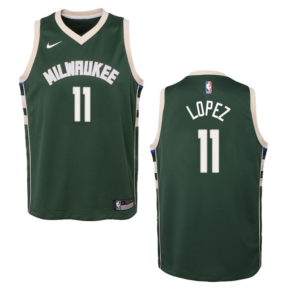 Youth Milwaukee Bucks #11 Brook Lopez Icon Swingman Jersey - Green