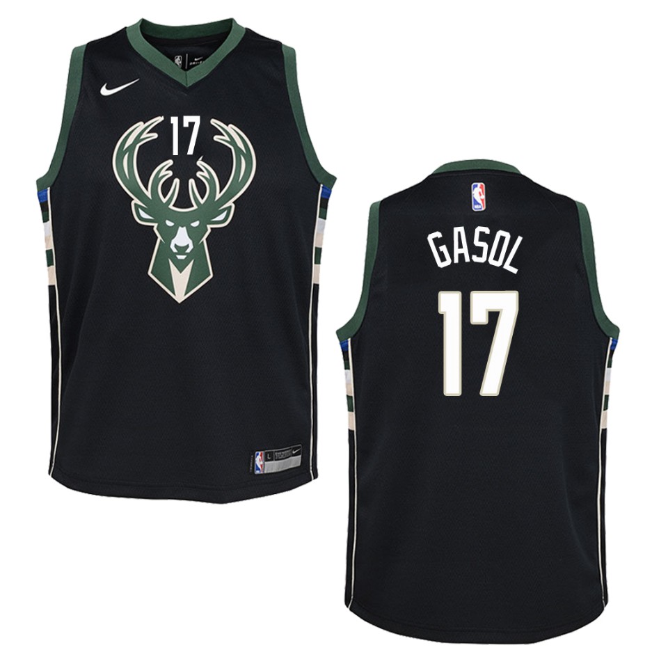 Youth Milwaukee Bucks #17 Pau Gasol Statement Swingman Jersey - Black