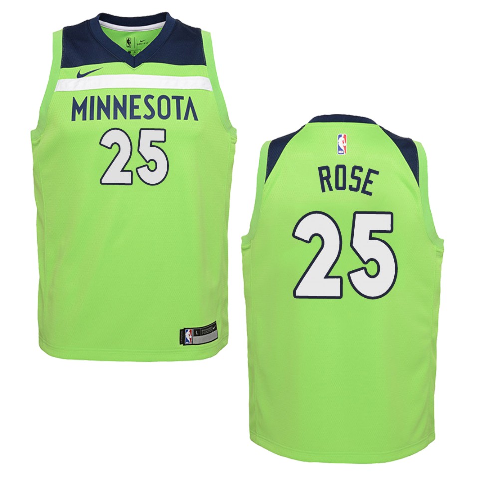 Youth Minnesota Timberwolves #25 Derrick Rose Statement Swingman Jersey - Green