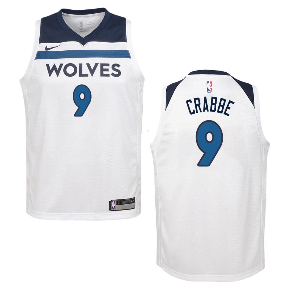 Youth Minnesota Timberwolves #9 Allen Crabbe Association Swingman Jersey - White