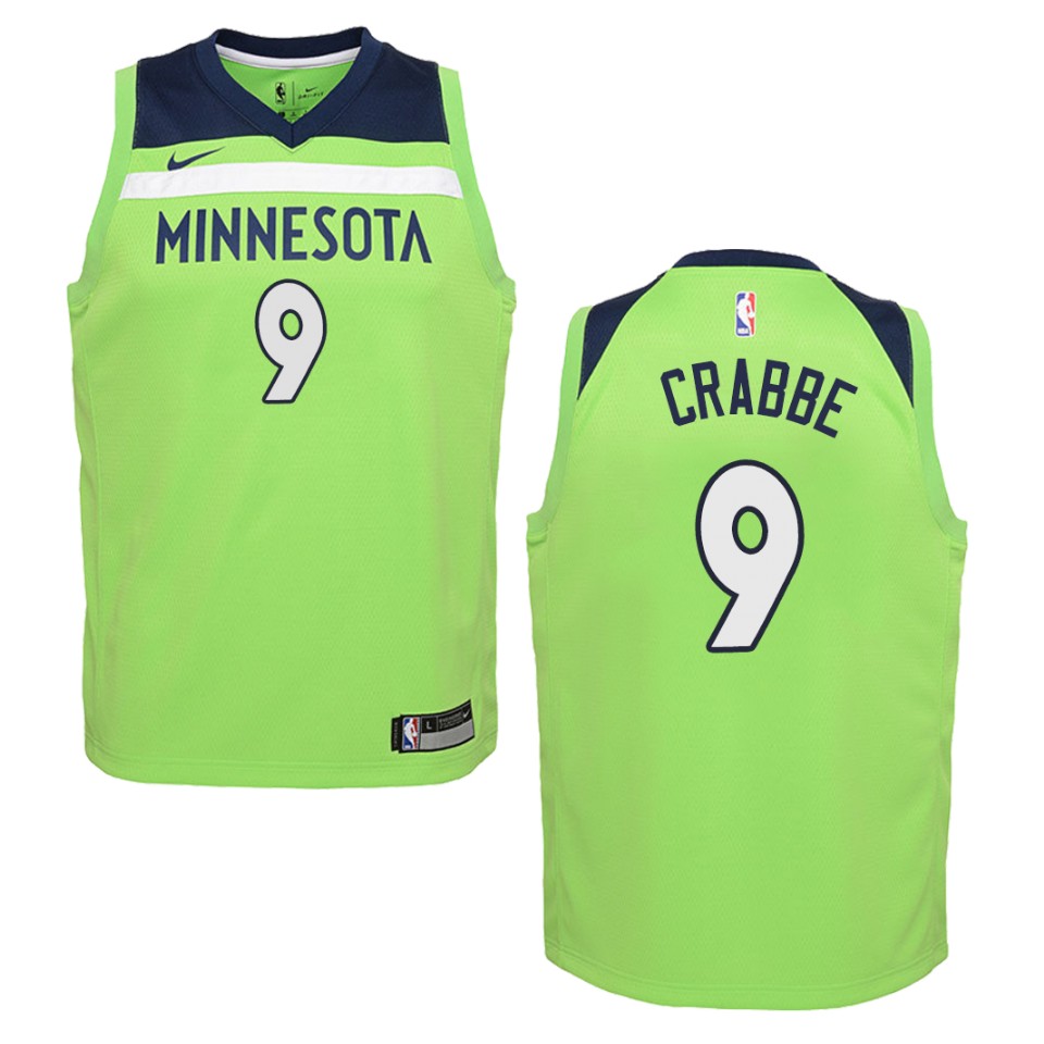 Youth Minnesota Timberwolves #9 Allen Crabbe Statement Swingman Jersey - Green