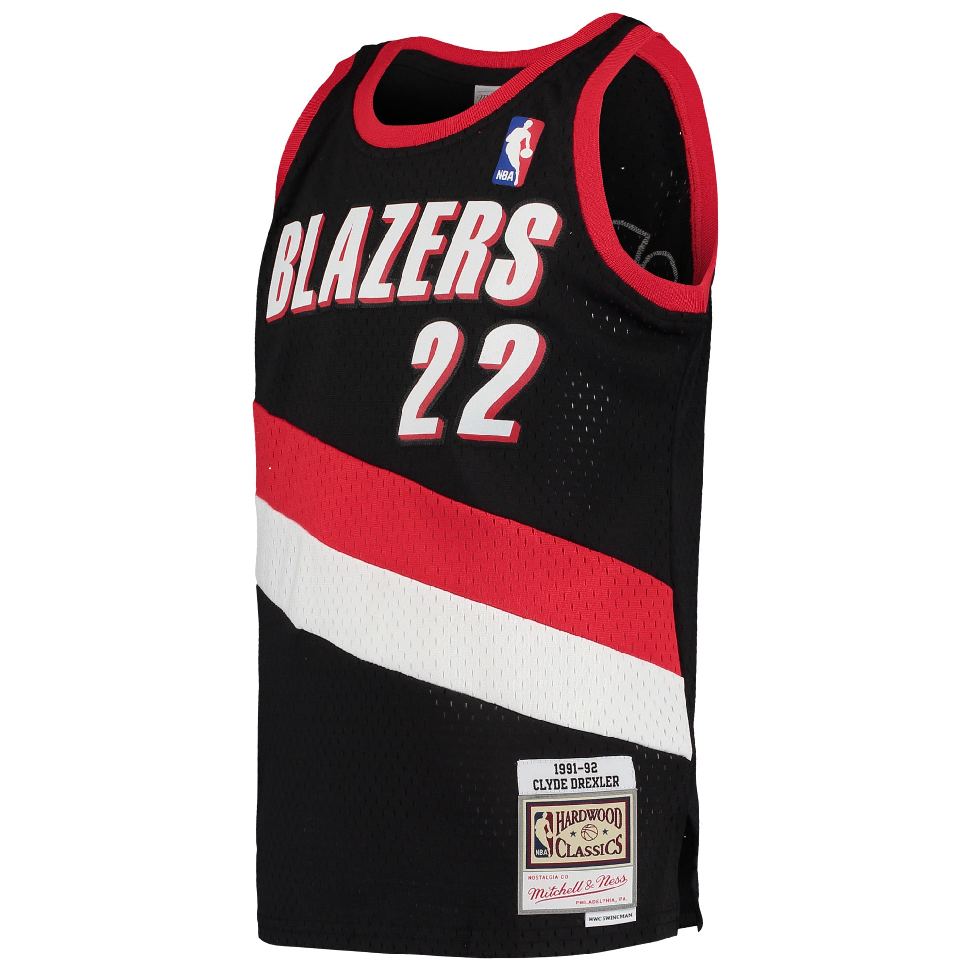 Alternative view of Youth Mitchell & Ness Clyde Drexler Black Portland Trail Blazers 1991-92 Hardwood Classics Swingman Jersey - JS112 