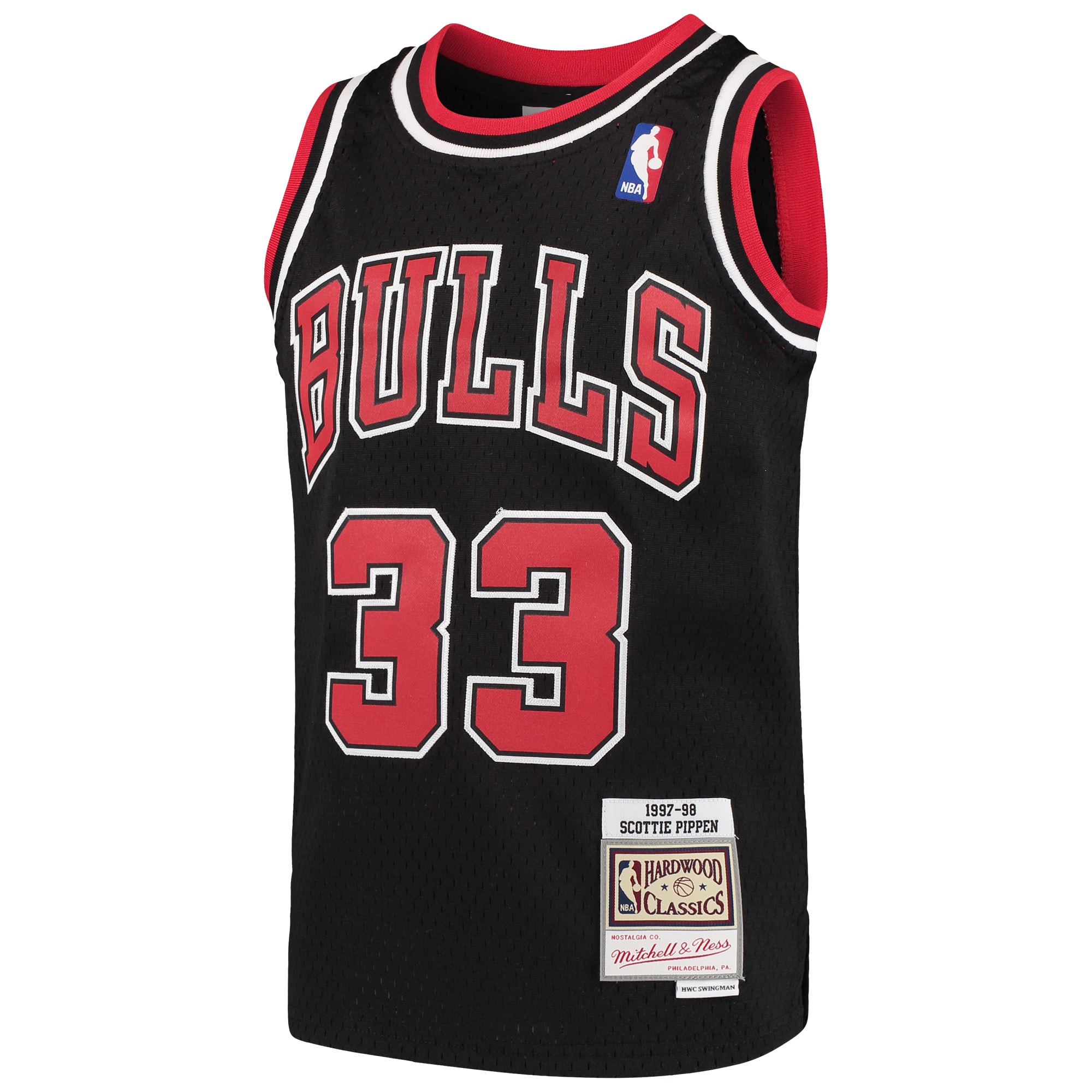 Alternative view of Youth Mitchell & Ness Scottie Pippen Black Chicago Bulls Hardwood Classics Swingman Throwback Jersey - JS773 