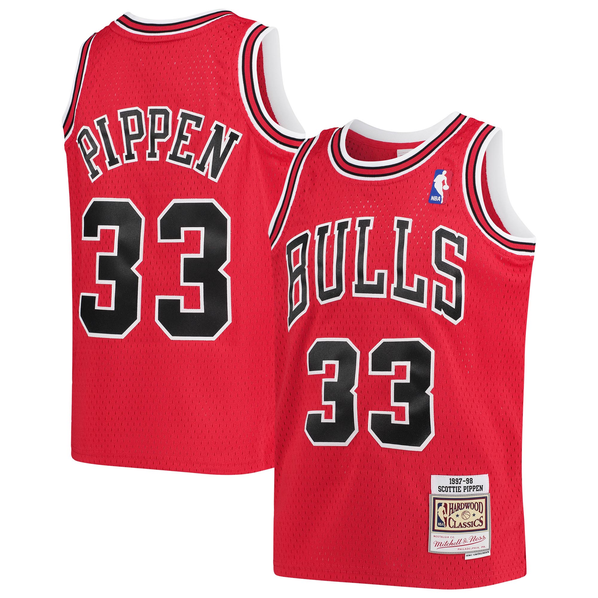 Youth Mitchell & Ness Scottie Pippen Red Chicago Bulls 1997-98 Hardwood Classics Swingman Jersey - JS634 