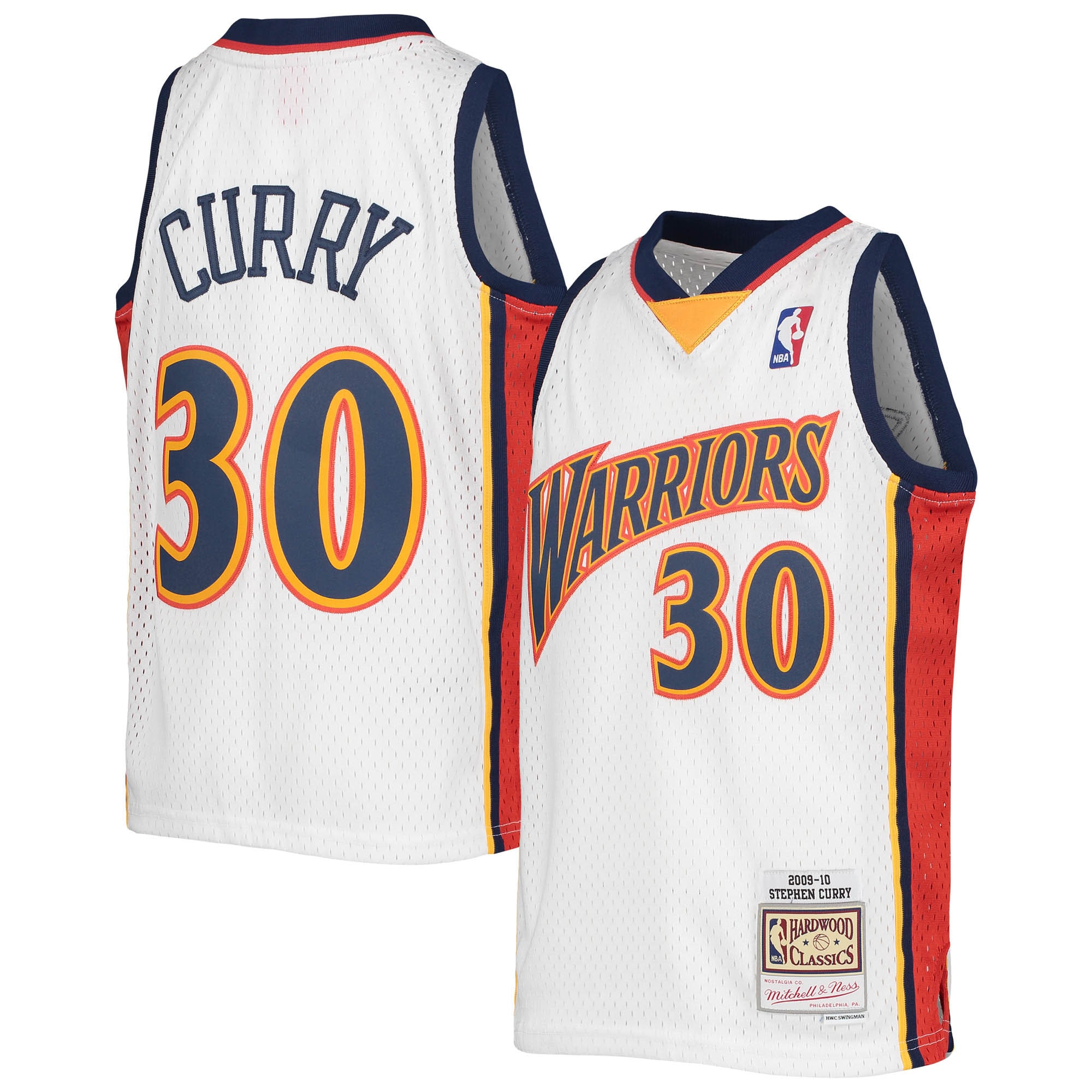 Youth Mitchell & Ness Stephen Curry White Golden State Warriors 2009-10 Hardwood Classics Swingman Jersey - JS878 