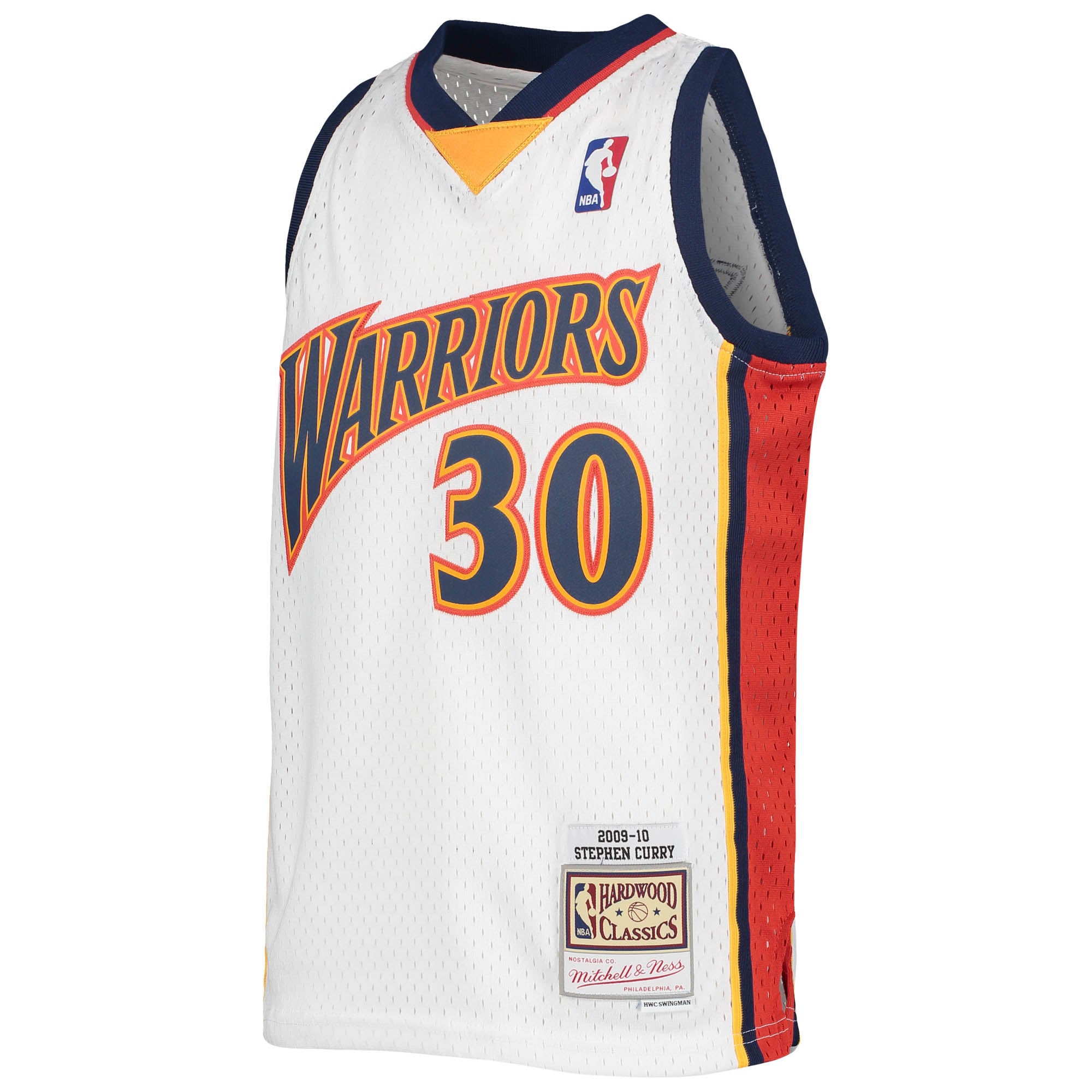 Alternative view of Youth Mitchell & Ness Stephen Curry White Golden State Warriors 2009-10 Hardwood Classics Swingman Jersey - JS878 