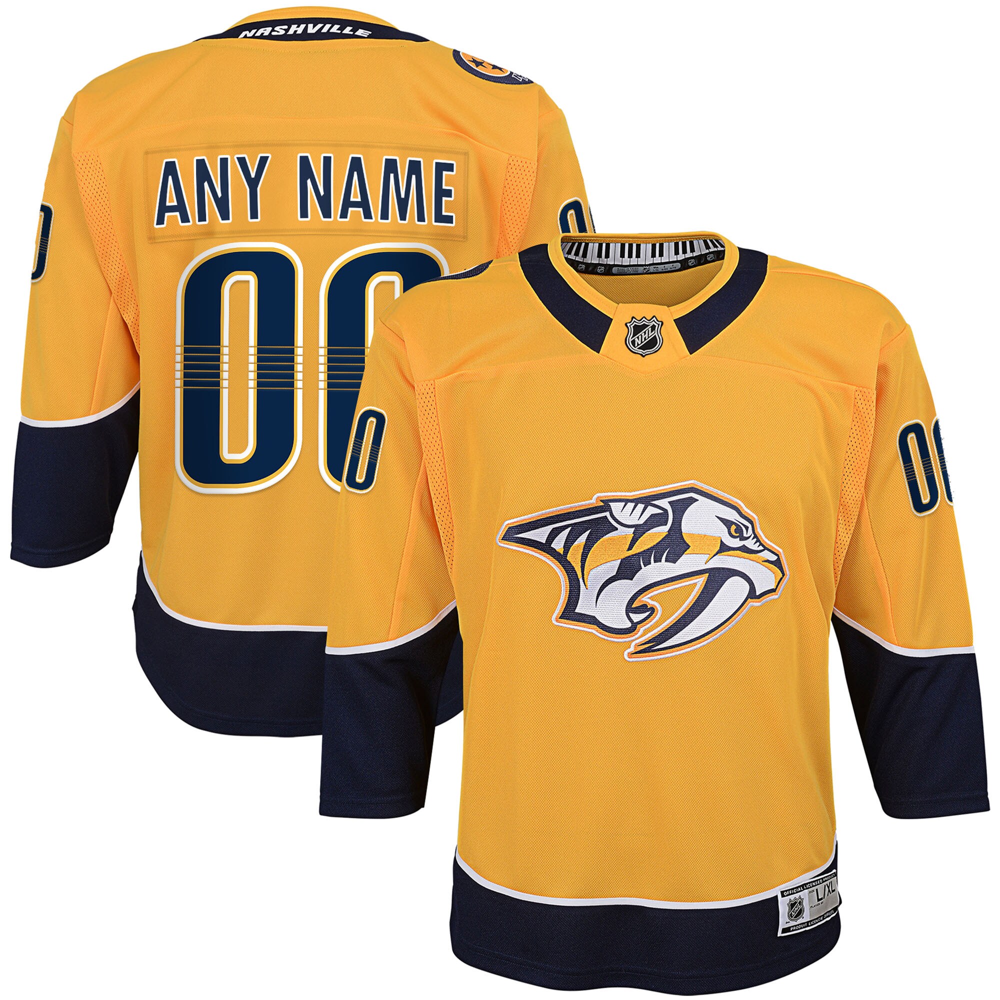 Youth Nashville Predators Yellow Home Premier Custom Jersey - JS159 