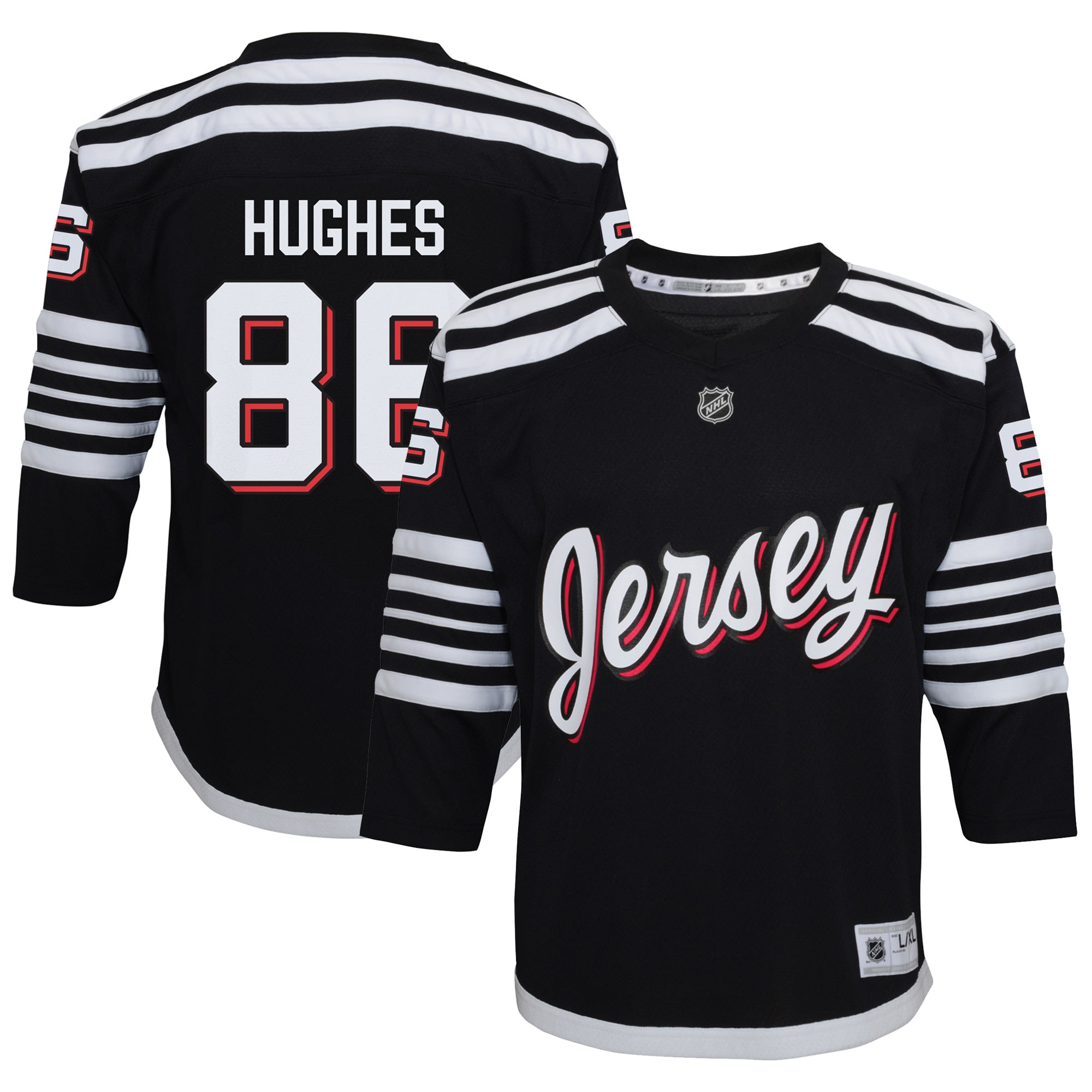 Youth New Jersey Devils Jack Hughes Black Alternate Player Jersey - JS144 