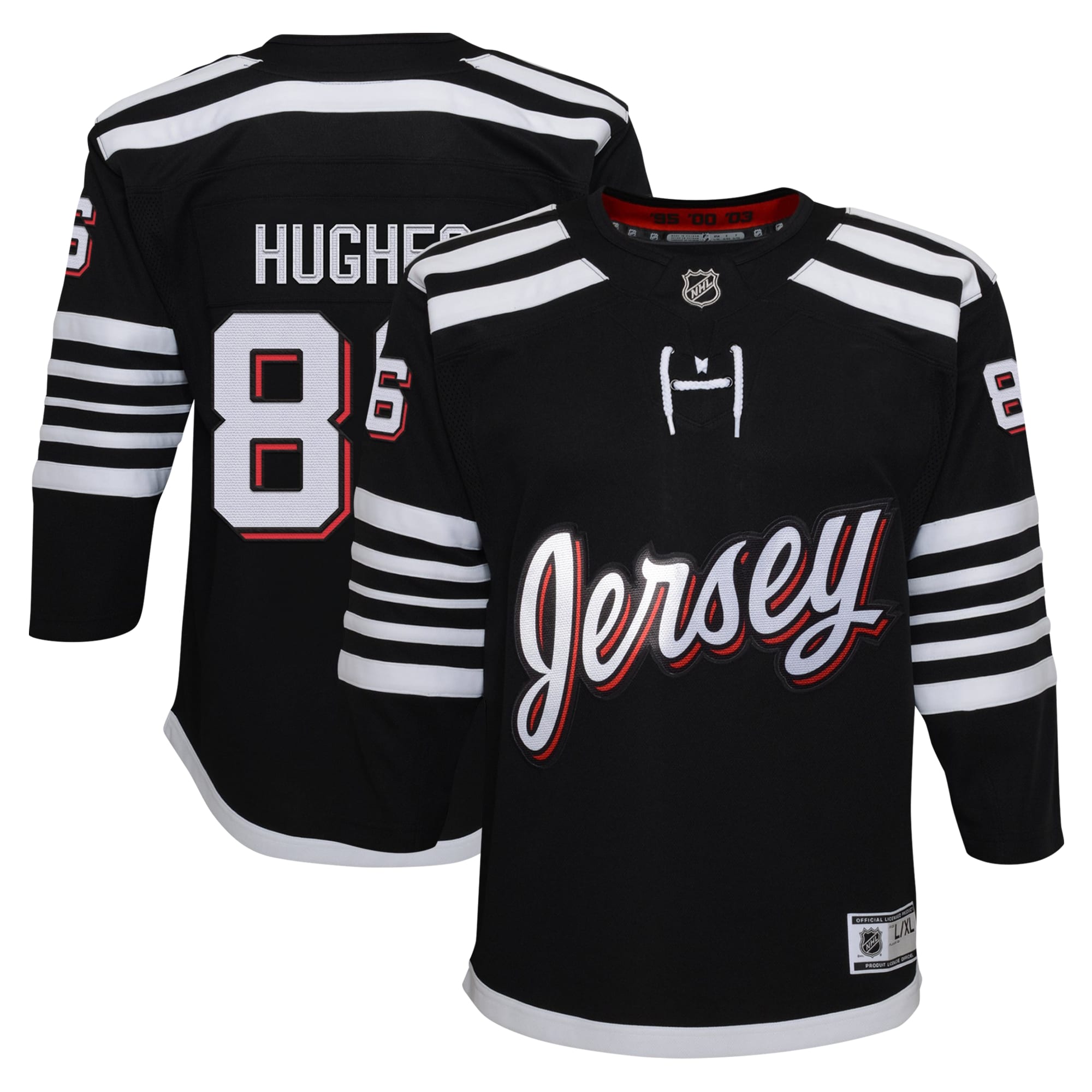 Youth New Jersey Devils Jack Hughes Black Alternate Premier Player Jersey - JS549 