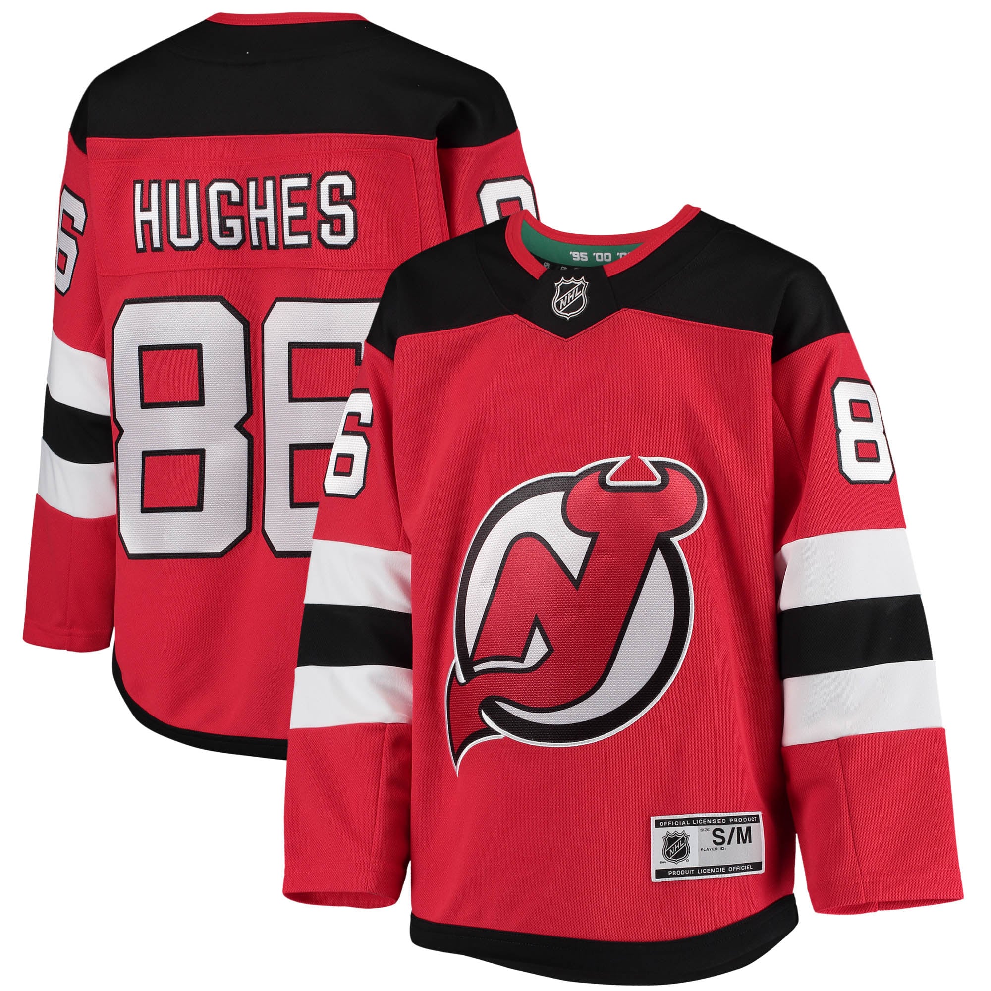 Youth New Jersey Devils Jack Hughes Red Home Premier Player Jersey - JS348 