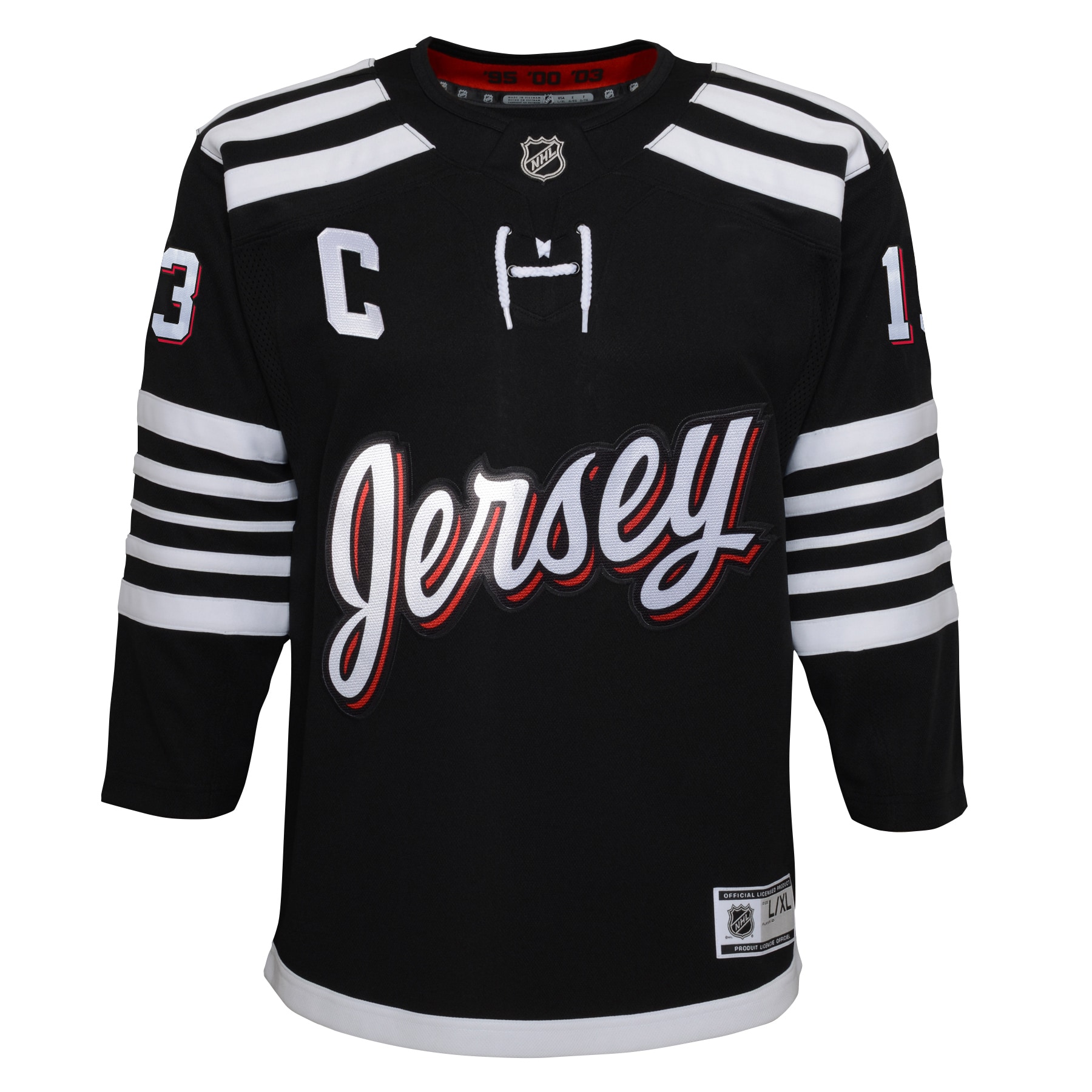 Alternative view of Youth New Jersey Devils Nico Hischier Black 2021/22 Alternate Premier Player Jersey - JS444 