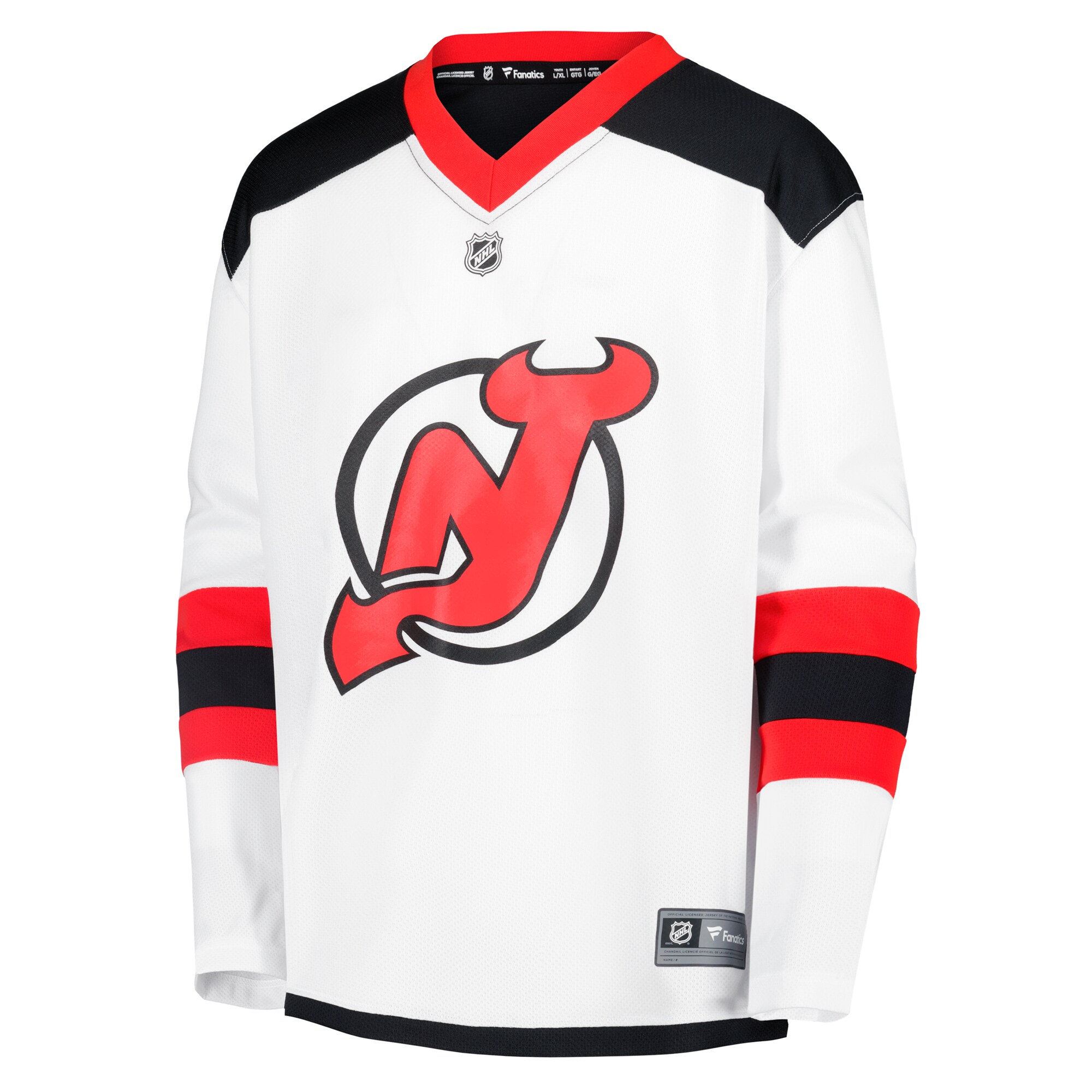 Alternative view of Youth New Jersey Devils White Away Blank Jersey - JS304 