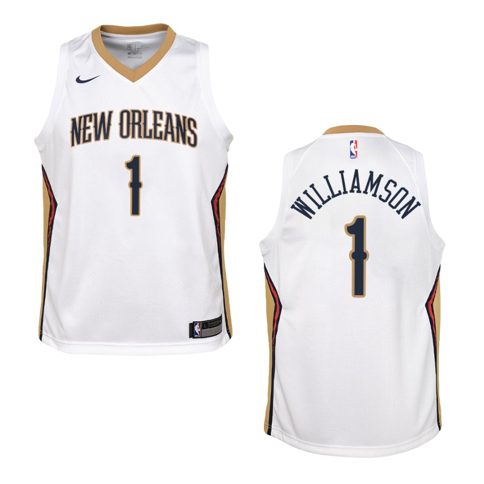 Youth New Orleans Pelicans #1 Zion Williamson Association Swingman Jersey - White