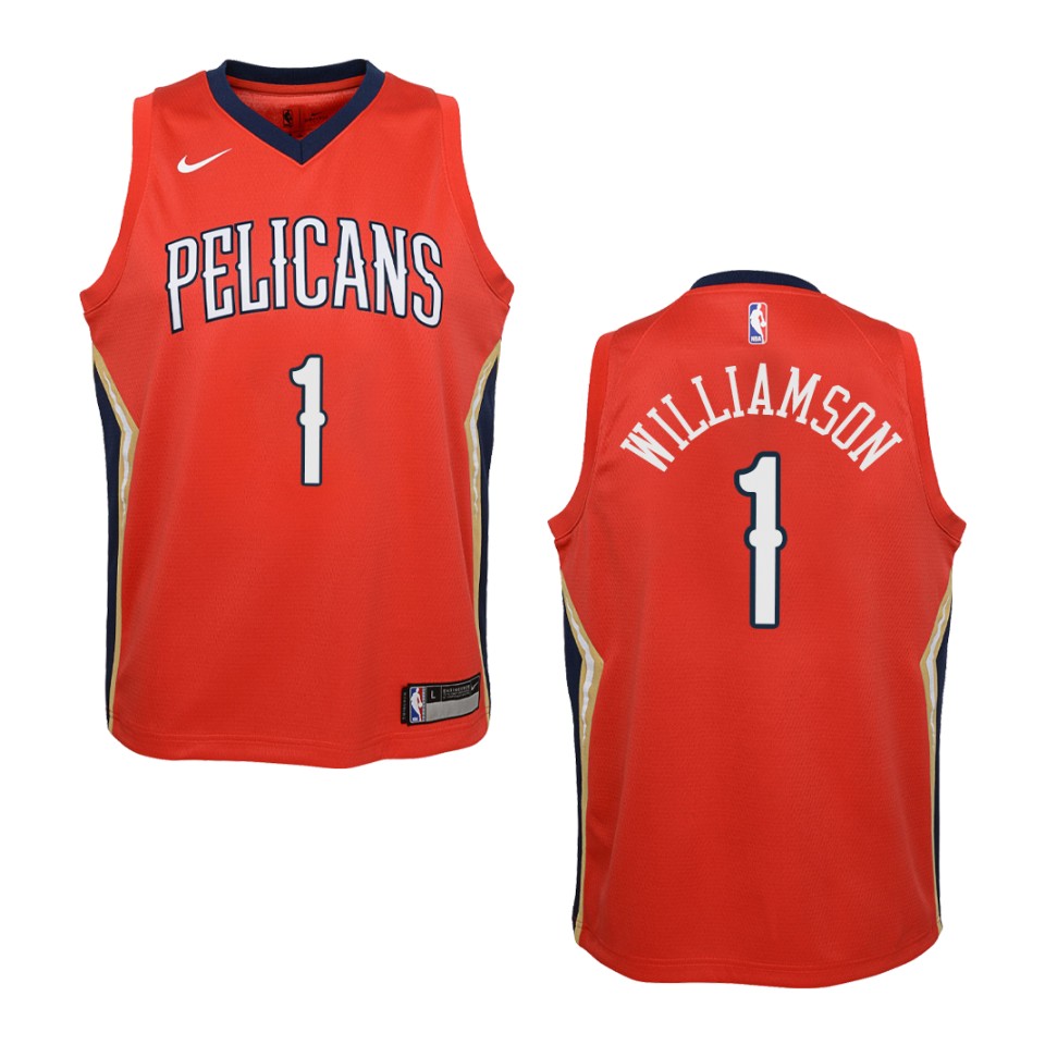 Youth New Orleans Pelicans #1 Zion Williamson Statement Swingman Jersey - Red