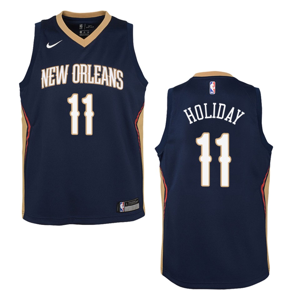 Youth New Orleans Pelicans #11 Jrue Holiday Icon Swingman Jersey - Navy