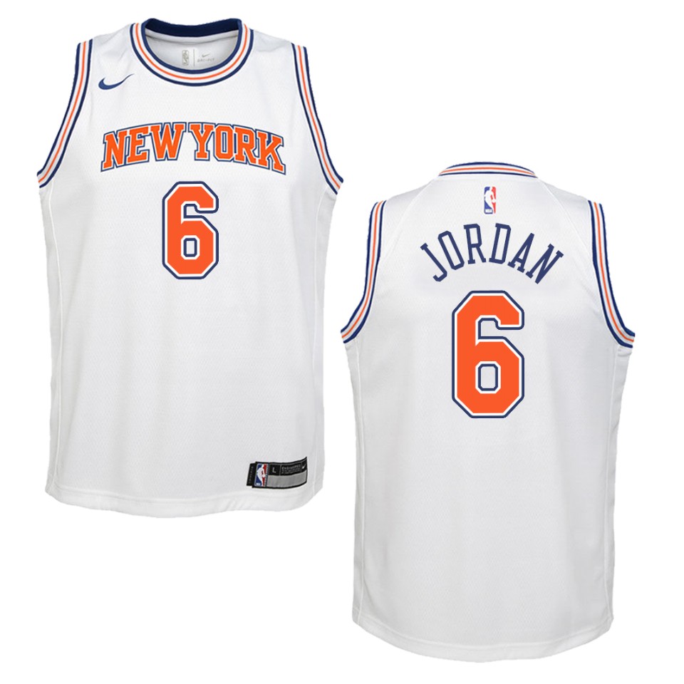Youth New York Knicks #6 Deandre Jordan Statement Swingman Jersey - White