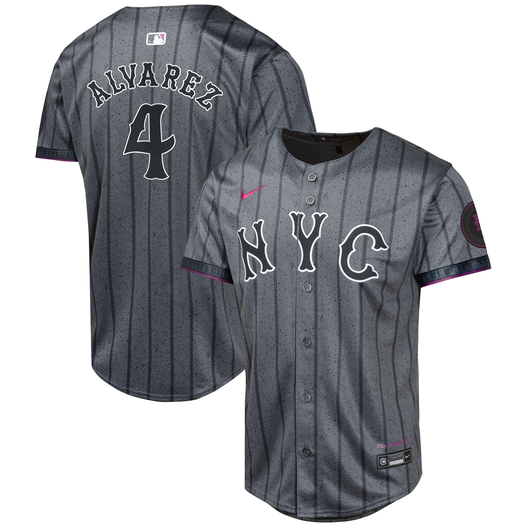 Youth New York Mets Francisco Alvarez Graphite 2024 City Connect Limited Player Jersey 