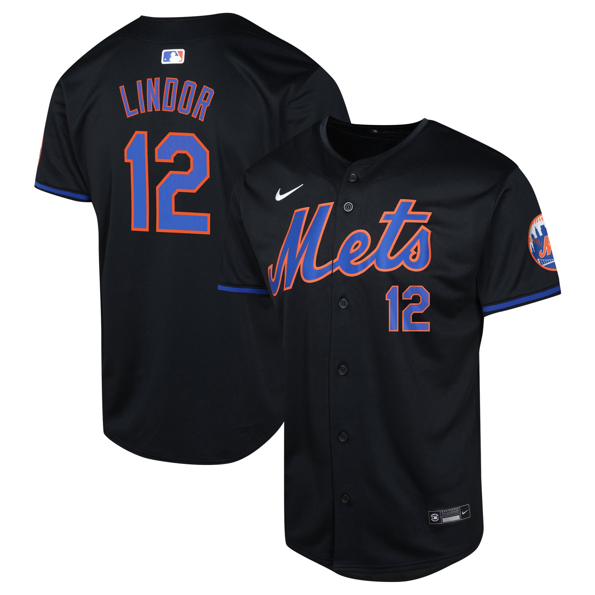 Youth New York Mets Francisco Lindor Black Alternate Limited Player Jersey 