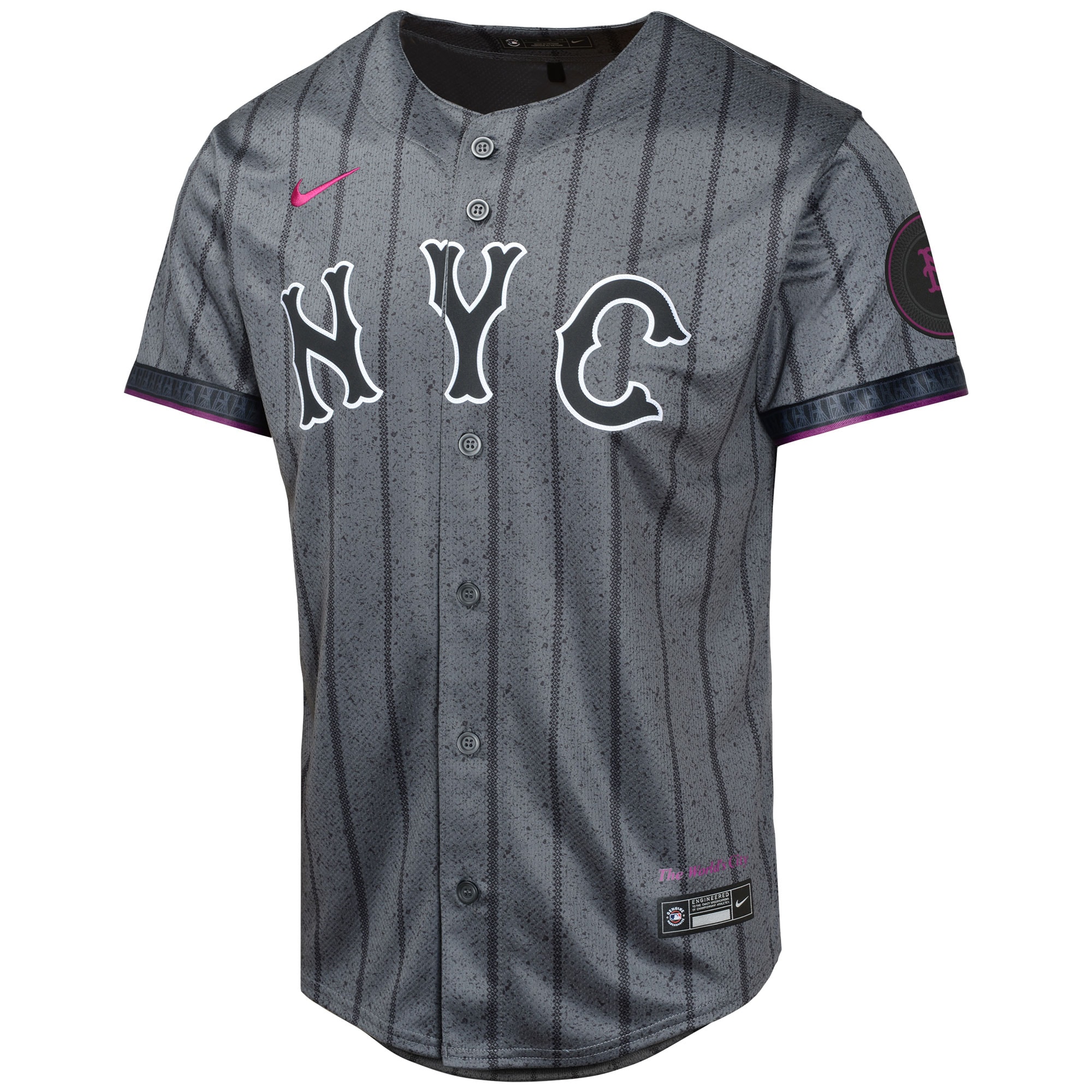 Alternative view of Youth New York Mets Pete Alonso Graphite 2024 City Connect Limited Player Jersey 