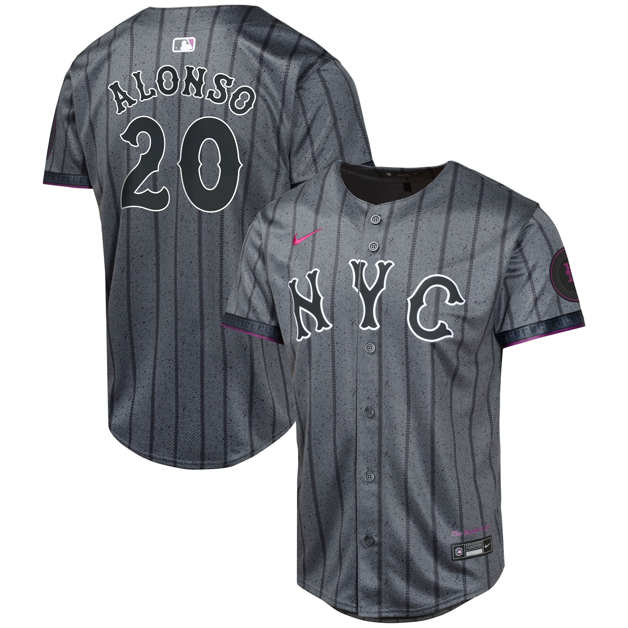 Youth New York Mets Pete Alonso Graphite 2024 City Connect Limited Player Jersey 