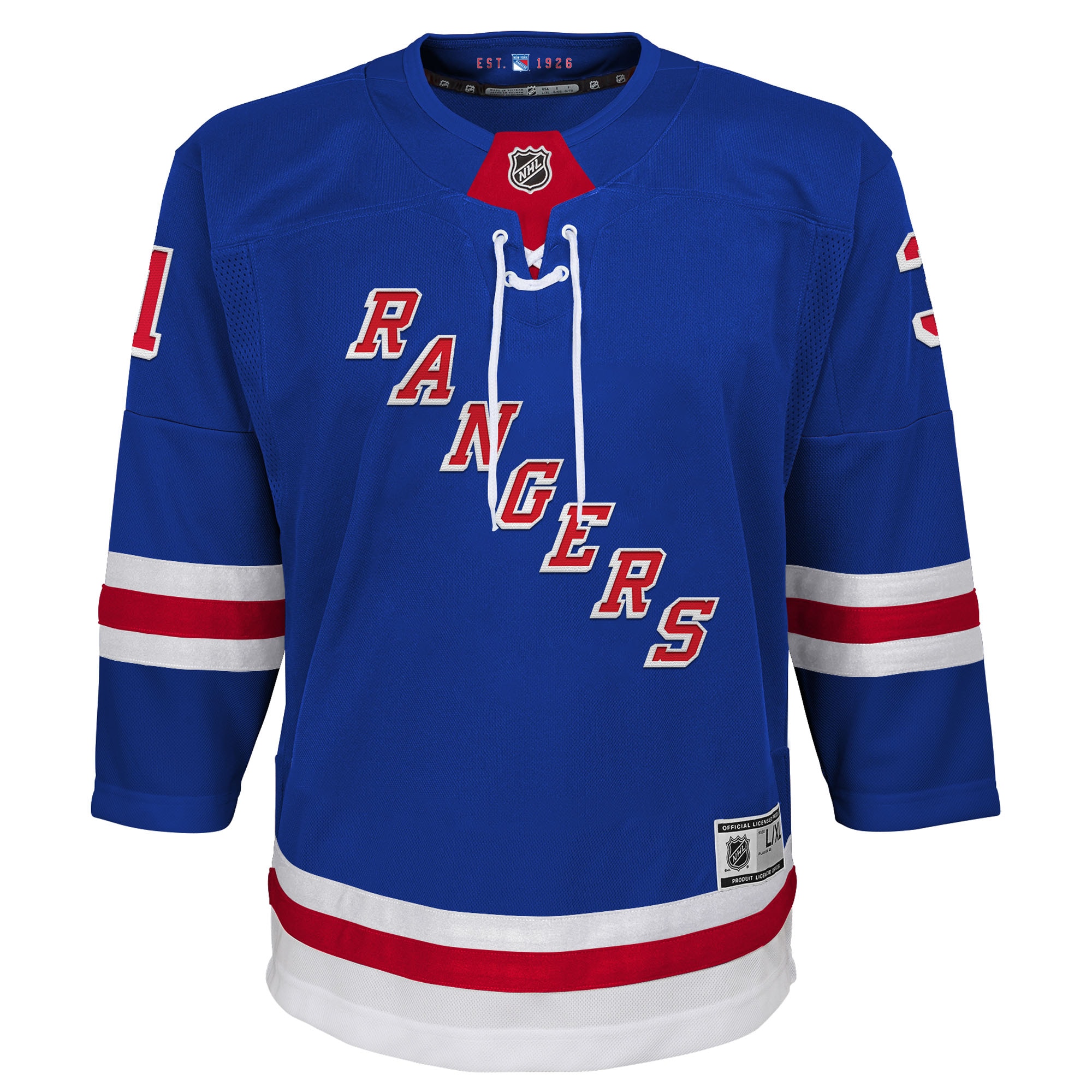 Alternative view of Youth New York Rangers Igor Shesterkin Blue Home Premier Player Jersey - JS921 