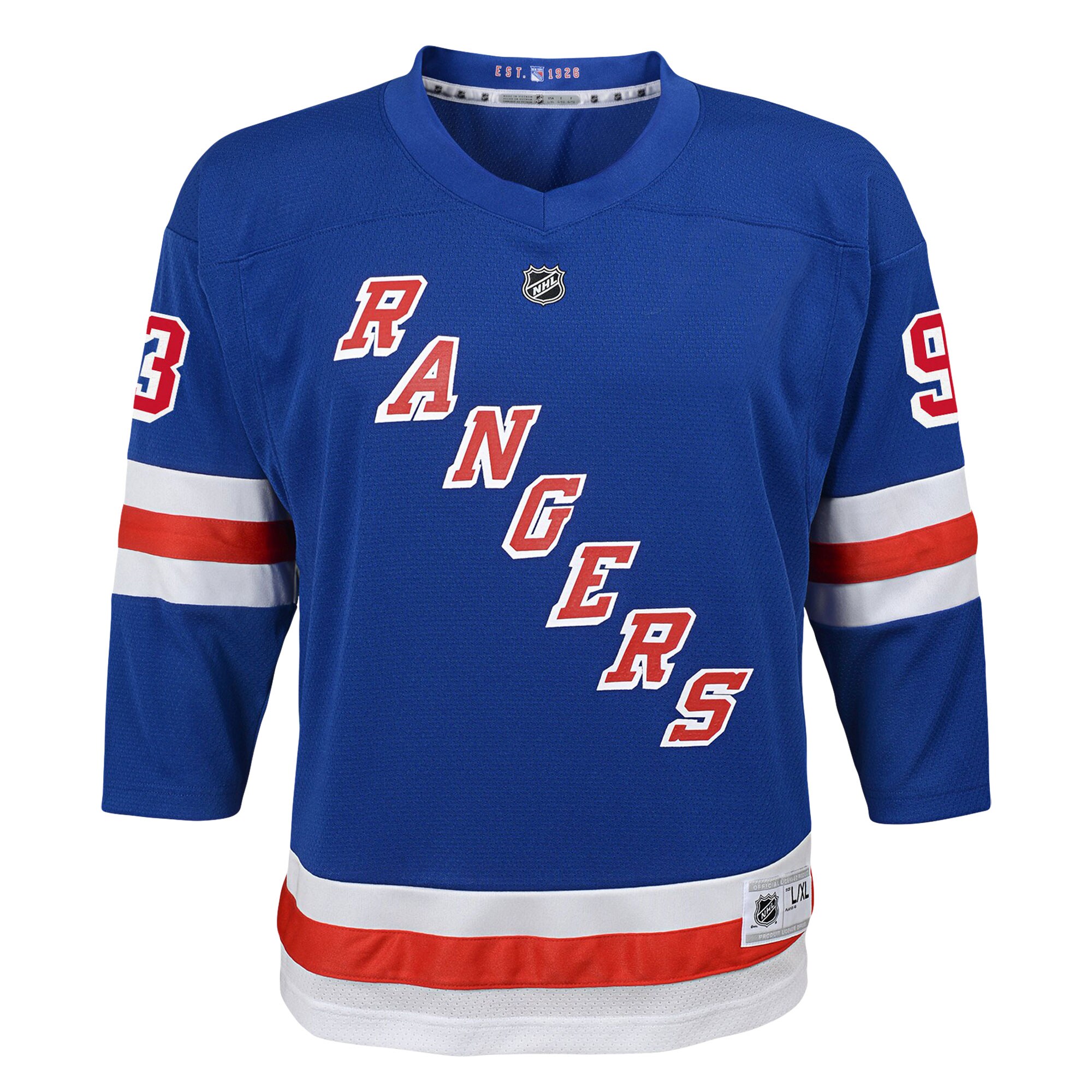Alternative view of Youth New York Rangers Mika Zibanejad Blue Home Player Jersey - JS834 