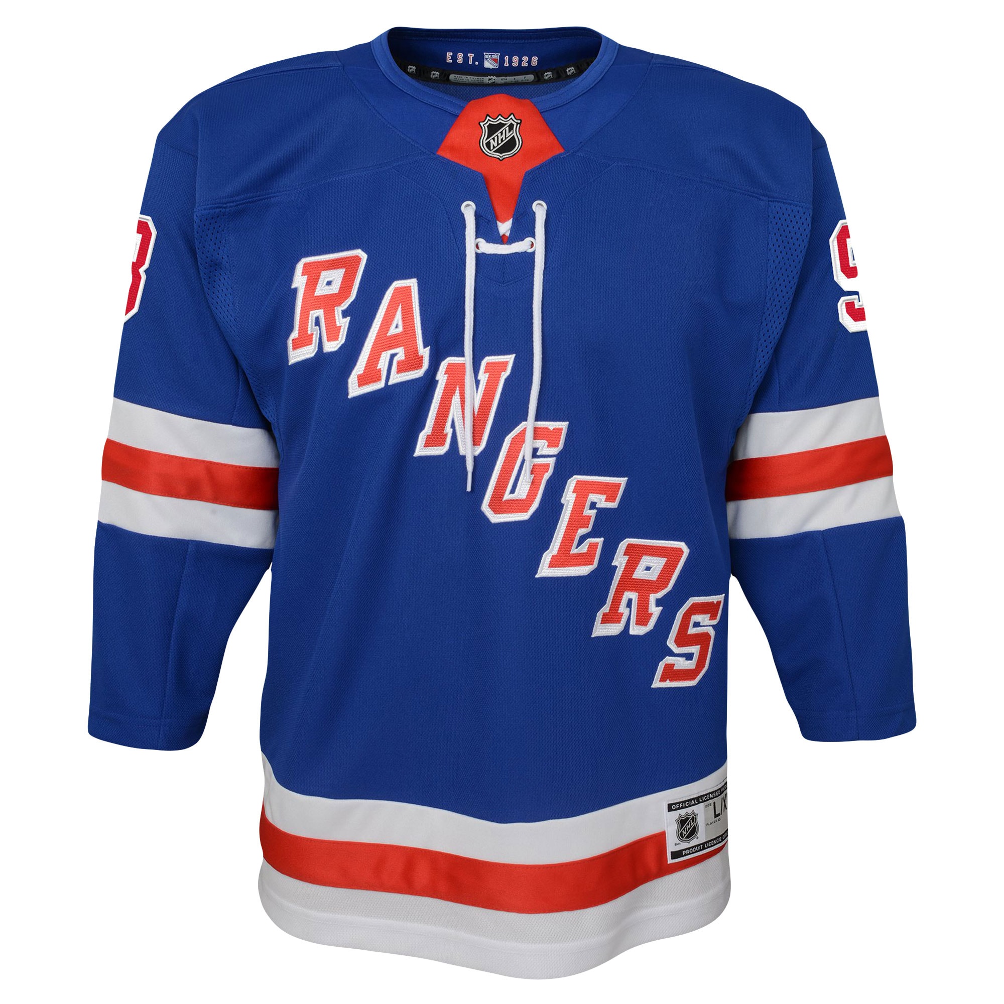 Alternative view of Youth New York Rangers Mika Zibanejad Blue Home Premier Player Jersey - JS497 
