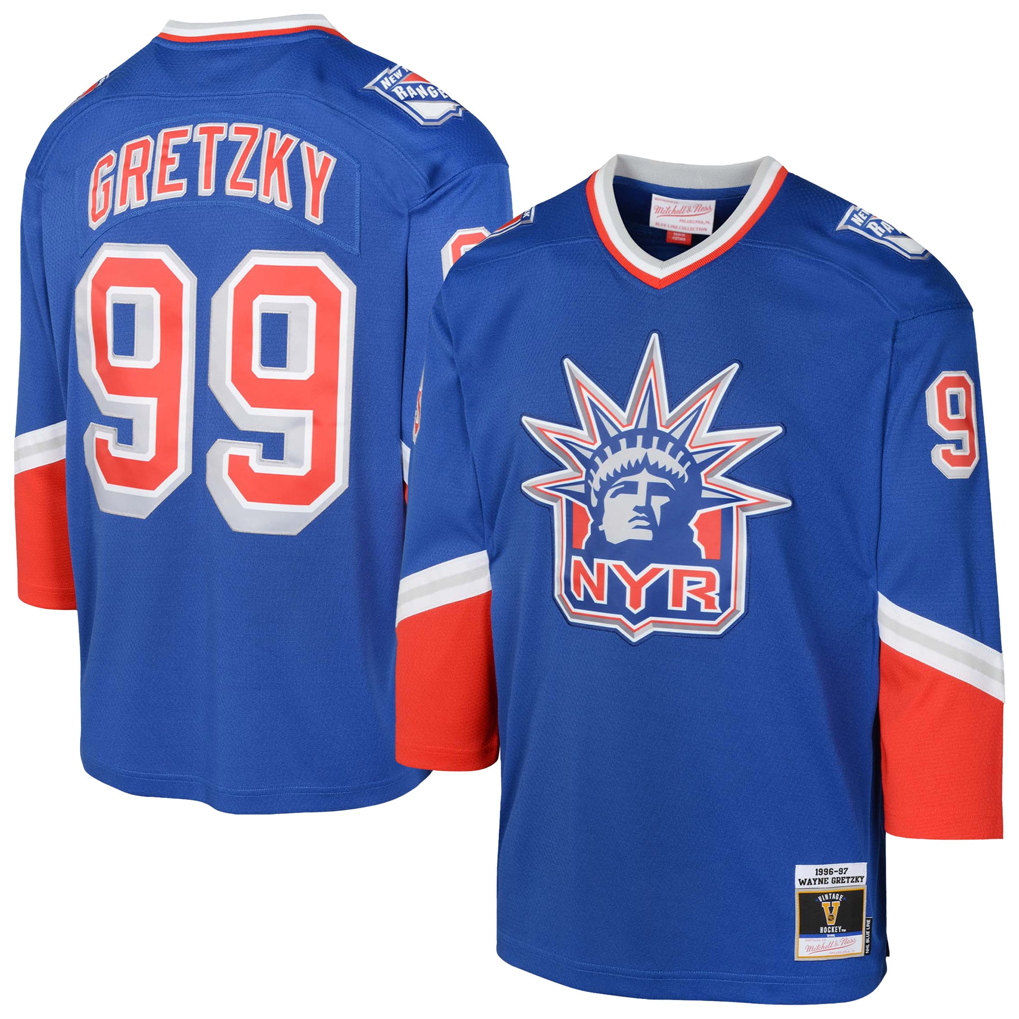 Youth New York Rangers Wayne Gretzky Mitchell & Ness 1996/97 Blue Line Player Jersey - JS396 