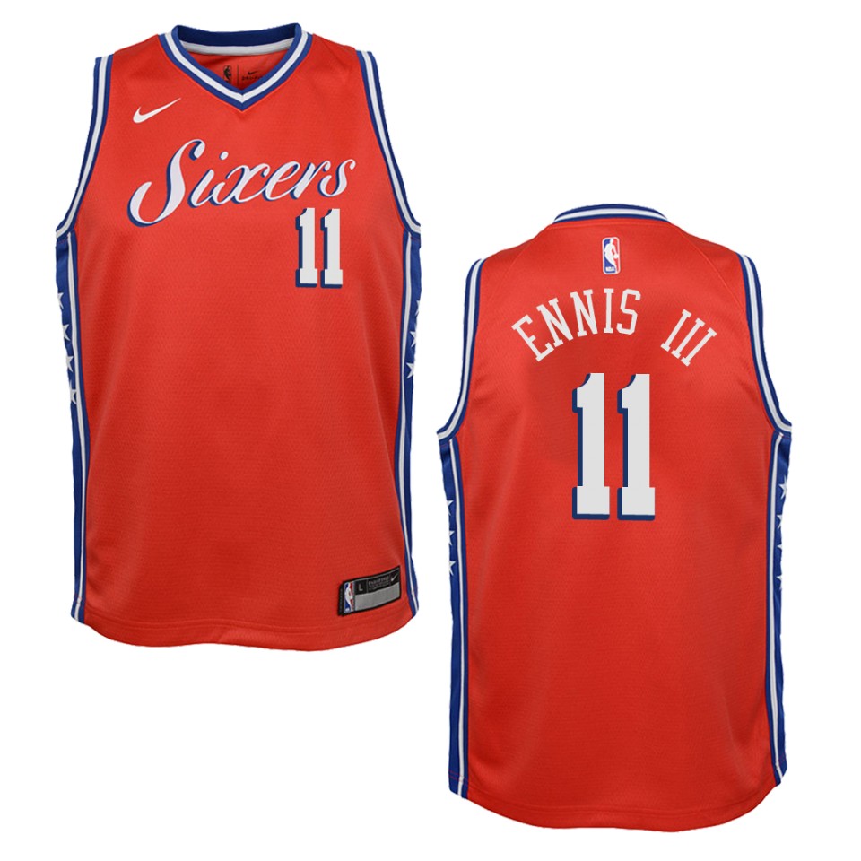 Youth Philadelphia 76ers #11 James Ennis Iii Statement Swingman Jersey - Red