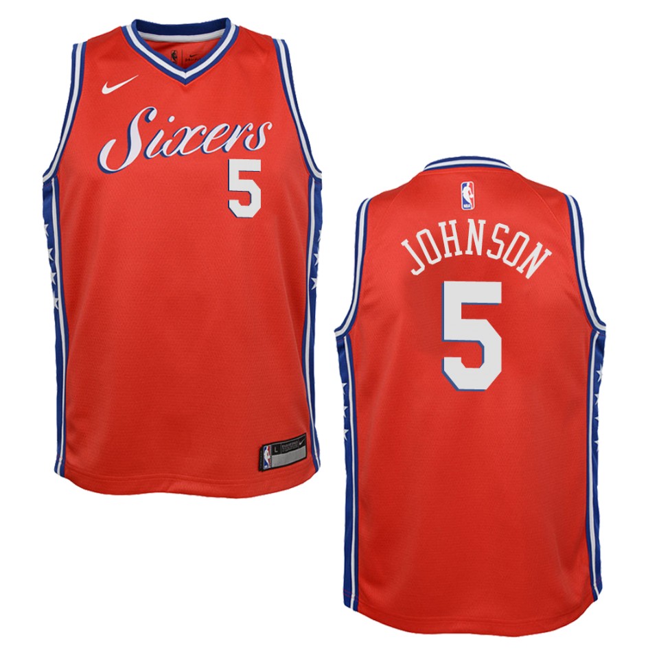 Youth Philadelphia 76ers #5 Amir Johnson Statement Swingman Jersey - Red