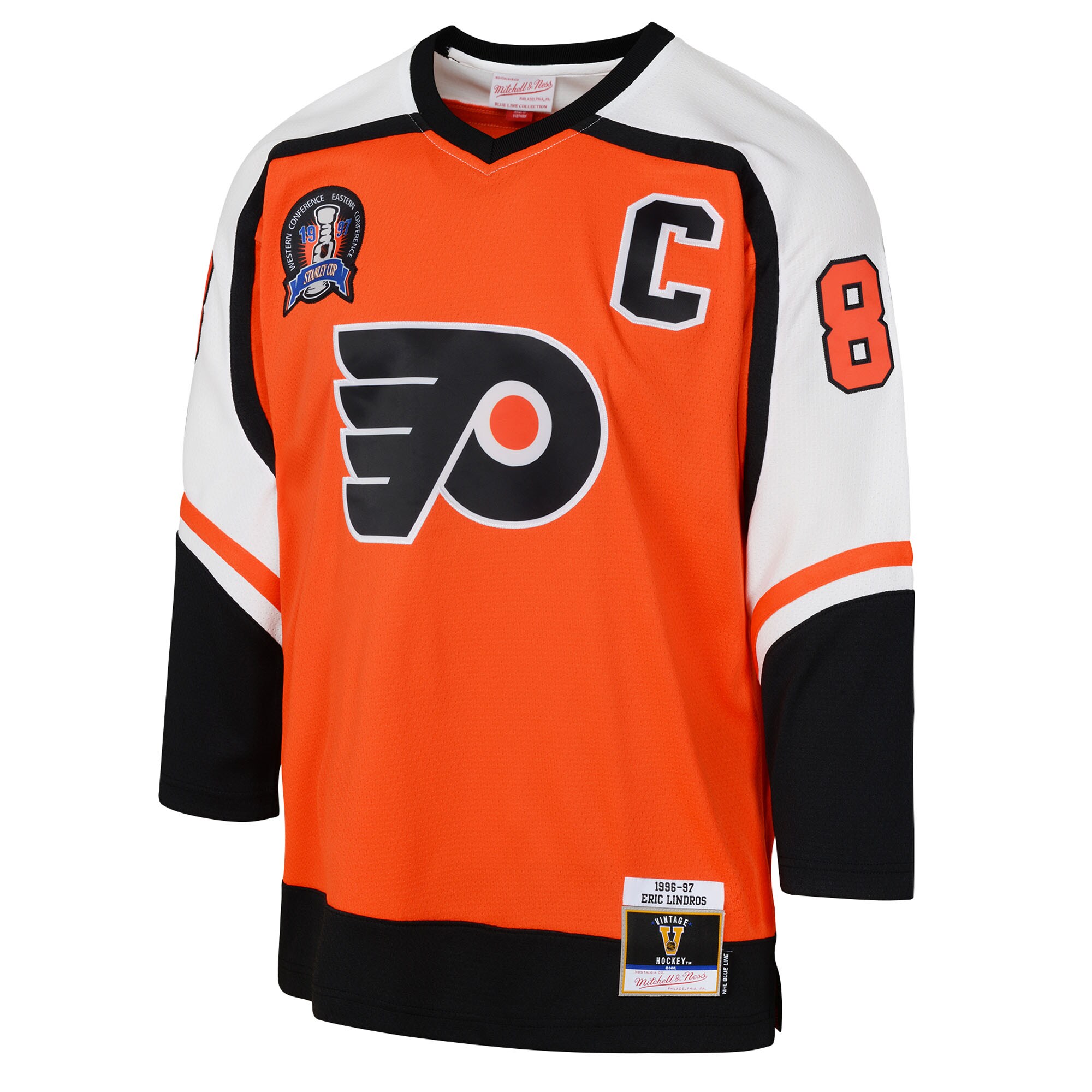 Alternative view of Youth Philadelphia Flyers Eric Lindros Outerstuff Orange Power Play 2.0 Player Jersey with Captain Patch - JS889 