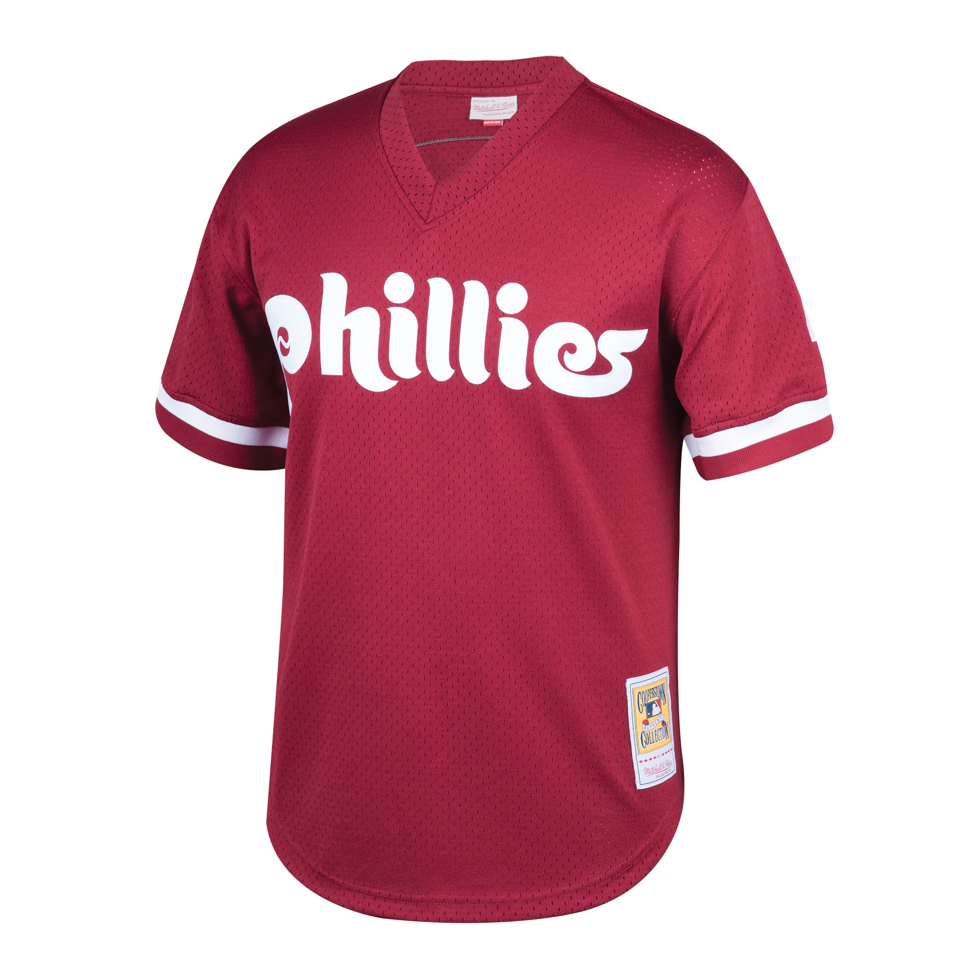 Alternative view of Youth Philadelphia Phillies Lenny Dykstra Mitchell & Ness Burgundy Cooperstown Collection Mesh Batting Practice Jersey 
