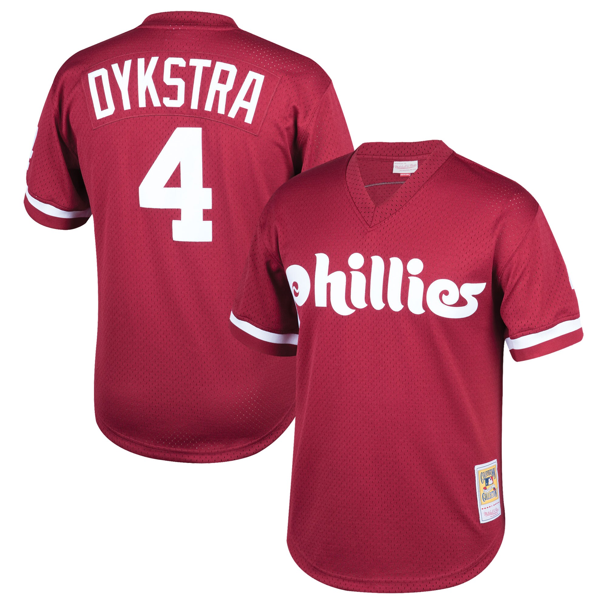 Youth Philadelphia Phillies Lenny Dykstra Mitchell & Ness Burgundy Cooperstown Collection Mesh Batting Practice Jersey 