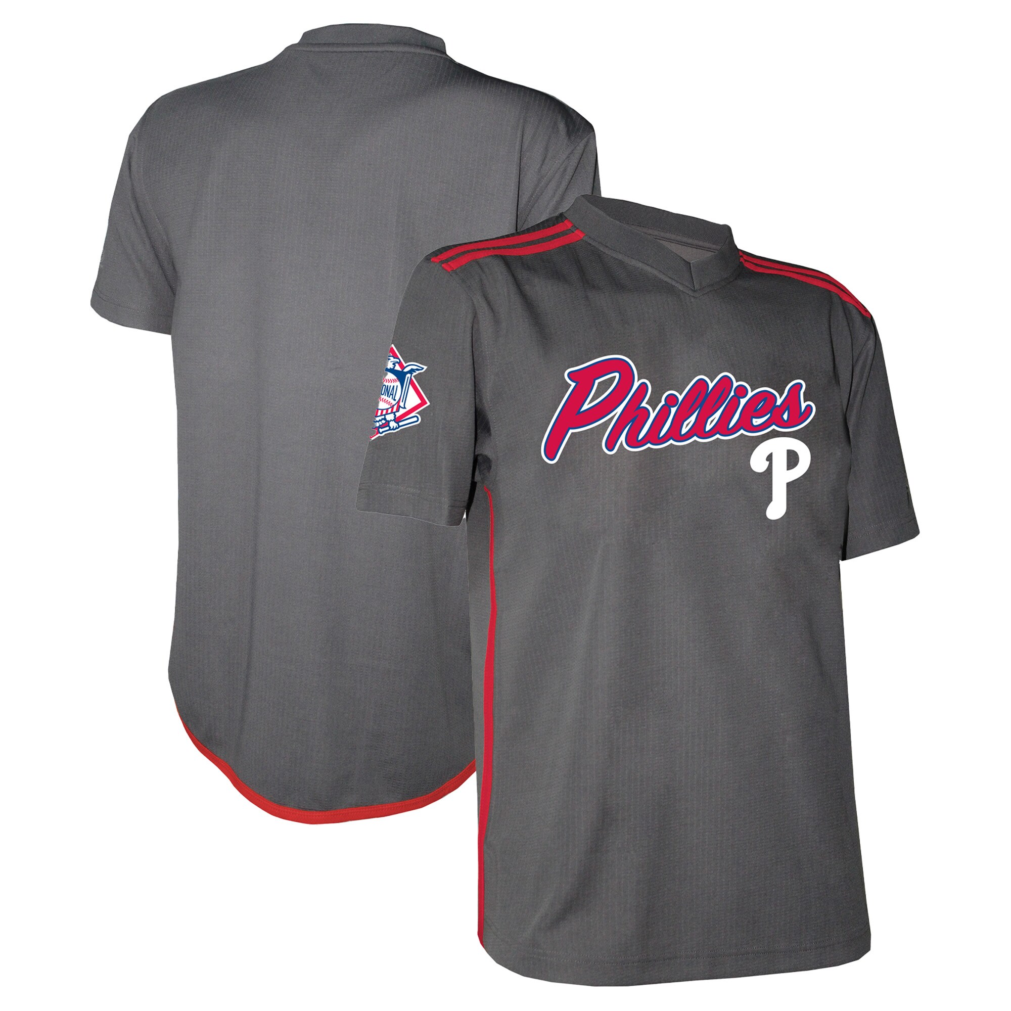 Youth Philadelphia Phillies Stitches Charcoal Team V-Neck Jersey 