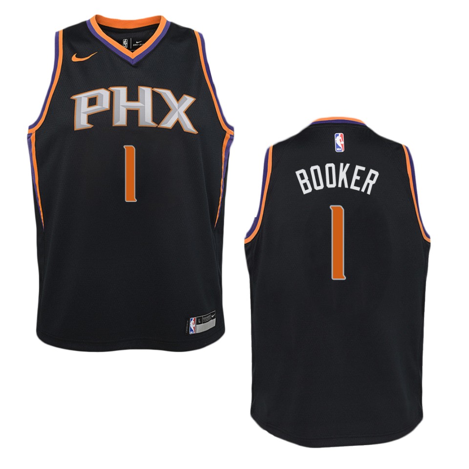 Youth Phoenix Suns #1 Devin Booker Statement Swingman Jersey - Black