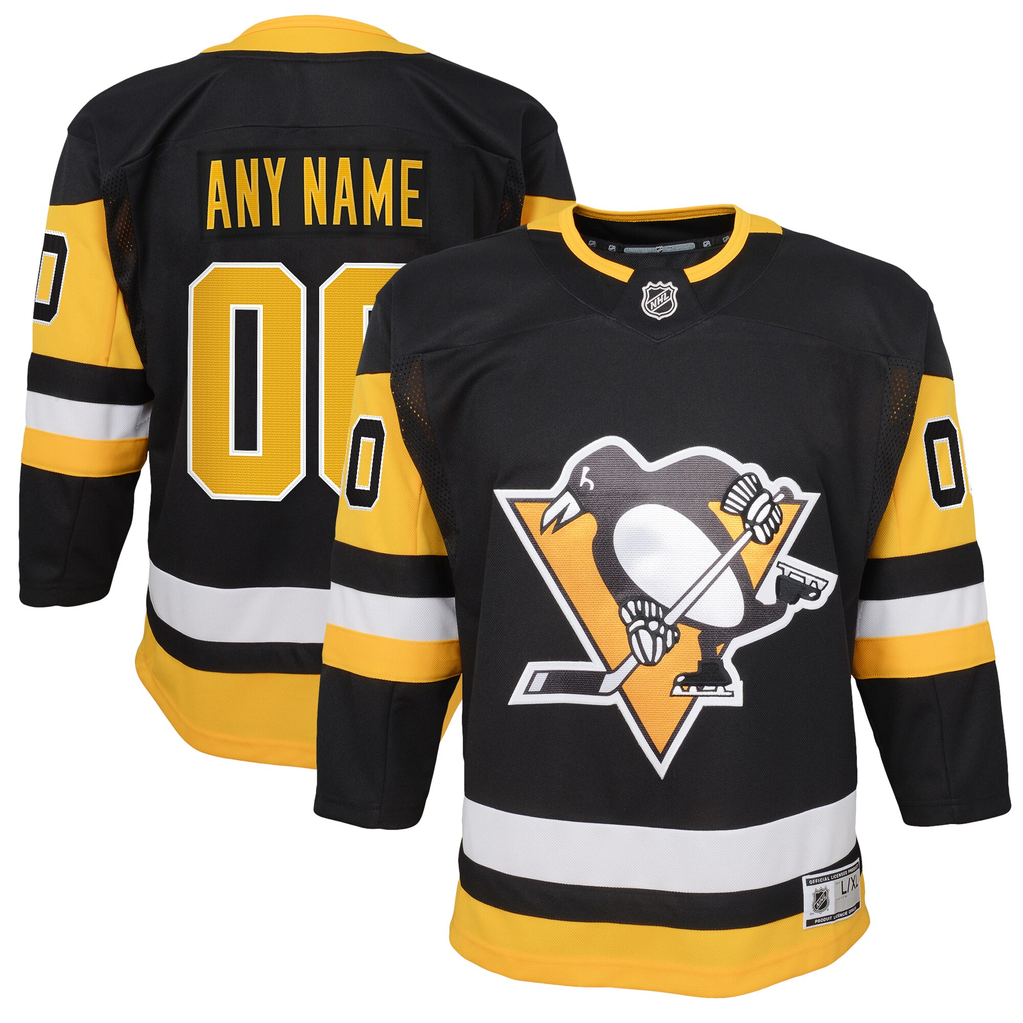 Youth Pittsburgh Penguins Black Home Premier Custom Jersey - JS642 