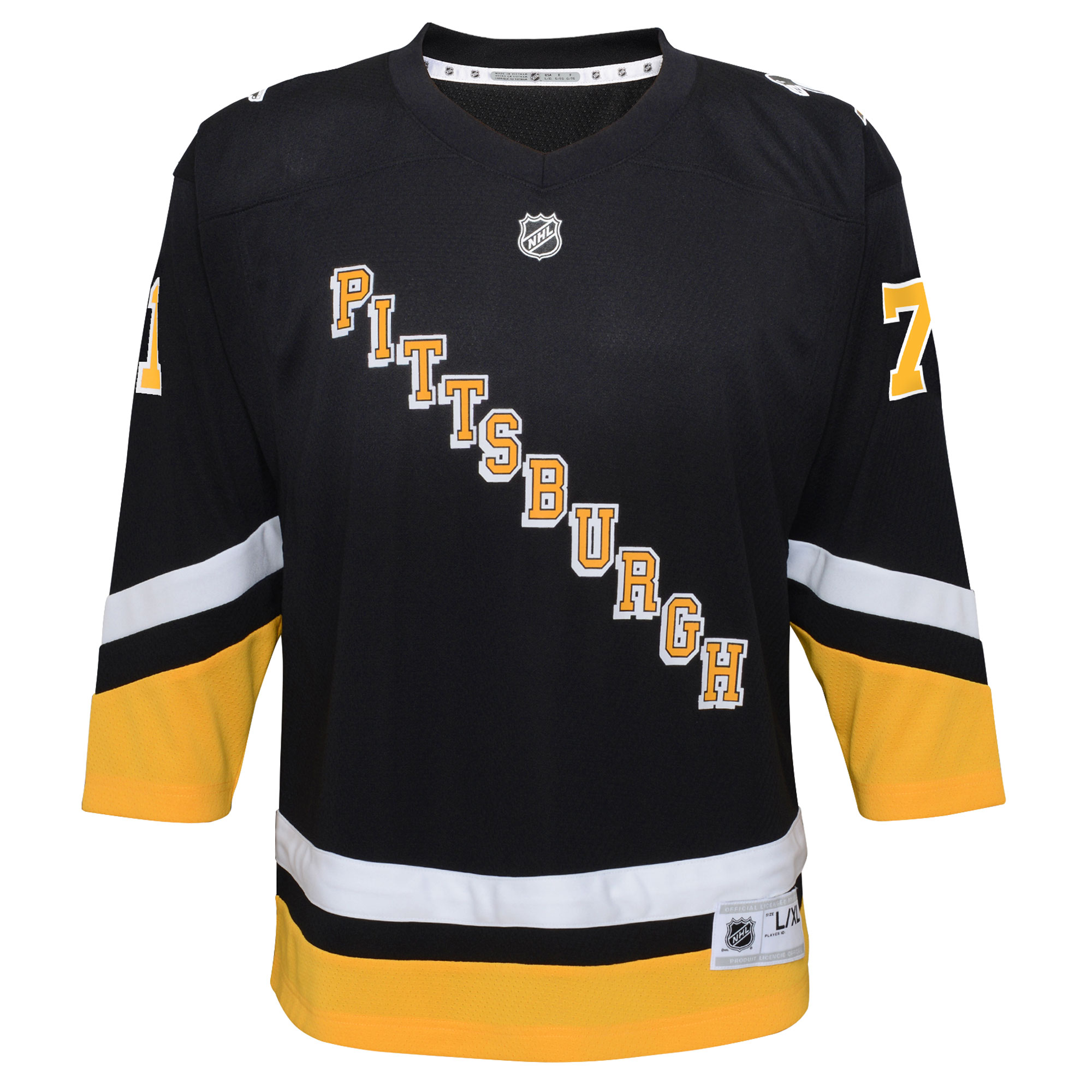 Alternative view of Youth Pittsburgh Penguins Evgeni Malkin Black 2021/22 Alternate Player Jersey - JS342 