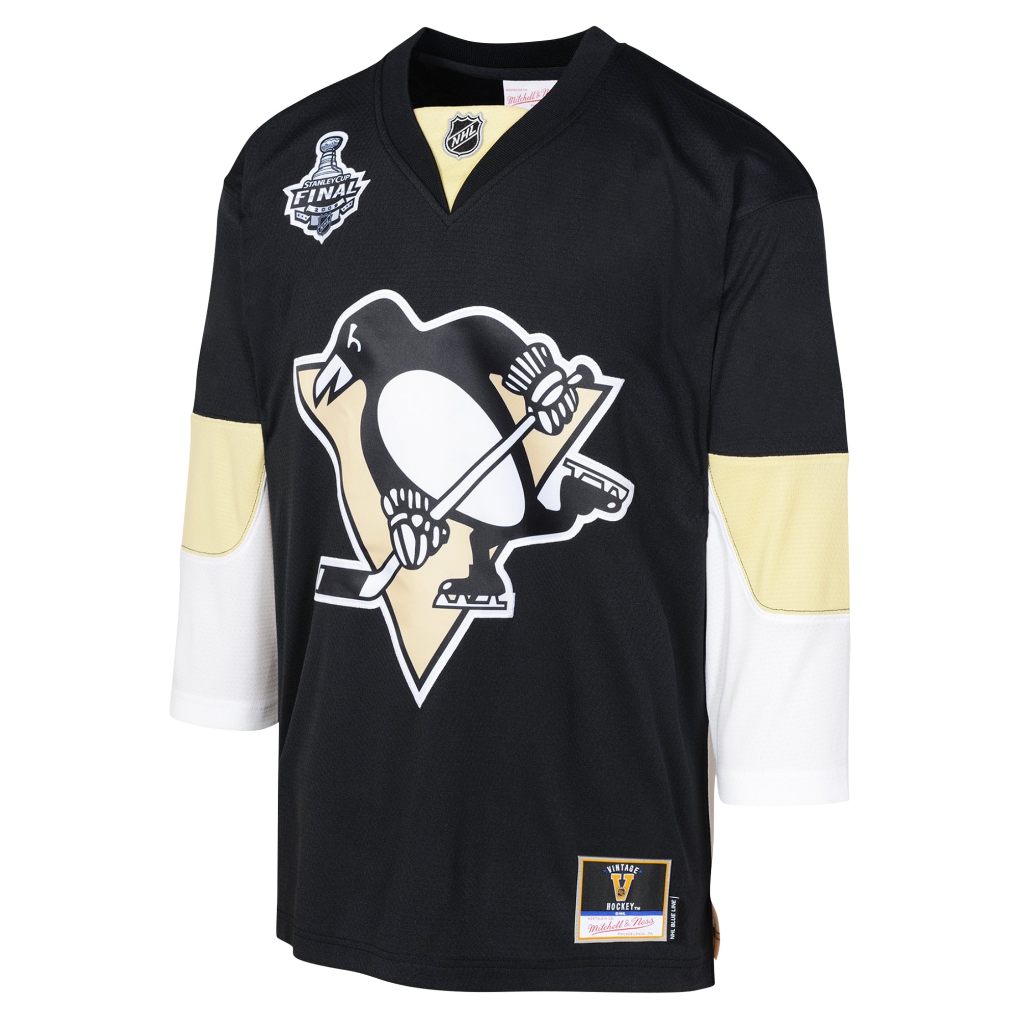 Alternative view of Youth Pittsburgh Penguins Mitchell & Ness Black 2008 Blue Line Blank Jersey - JS545 