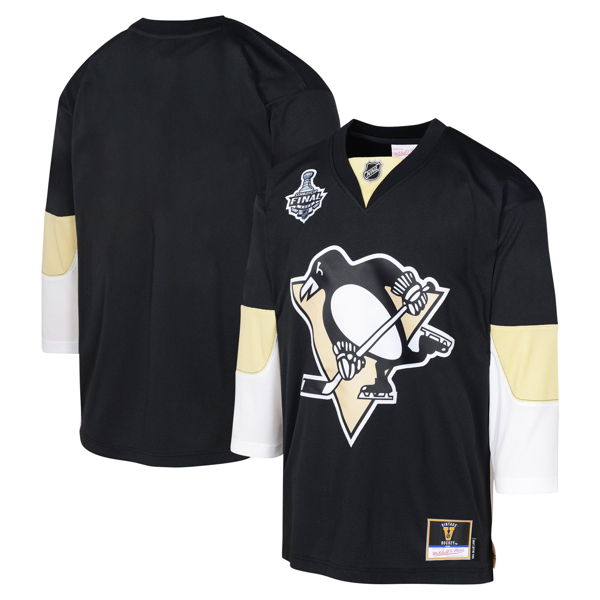 Youth Pittsburgh Penguins Mitchell & Ness Black 2008 Blue Line Blank Jersey - JS545 